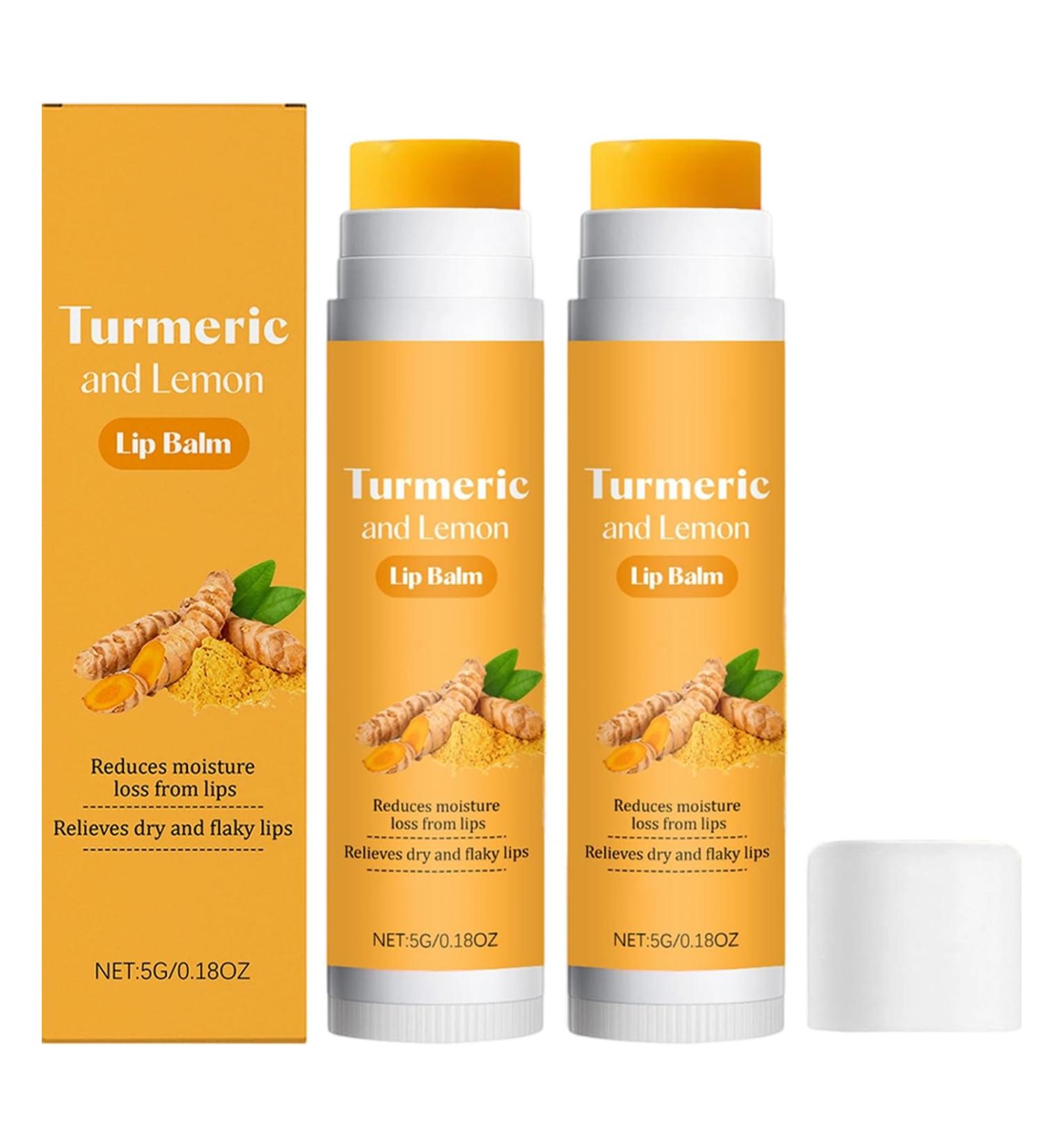  homomdy Turmeric lipstick turmeric and lemon lip balm deeply moisturizing and nourishing natural exfoliant long-lasting moisturizer for dry chapped and dull lips (2 pcs) - Buy Online on GoSupps.com