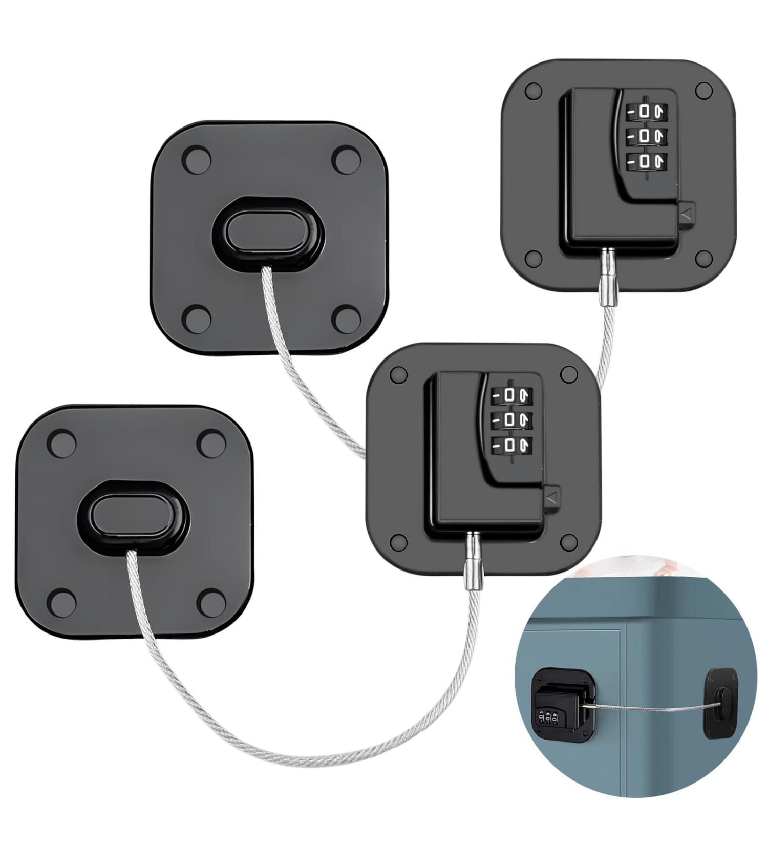 Refrigerator Lock with Code - 2 Piece Self-Adhesive Child Safety Lock for Drawers & Cupboards (No Drilling) - Ideal for Kids Under 5 - Buy Online on GoSupps.com