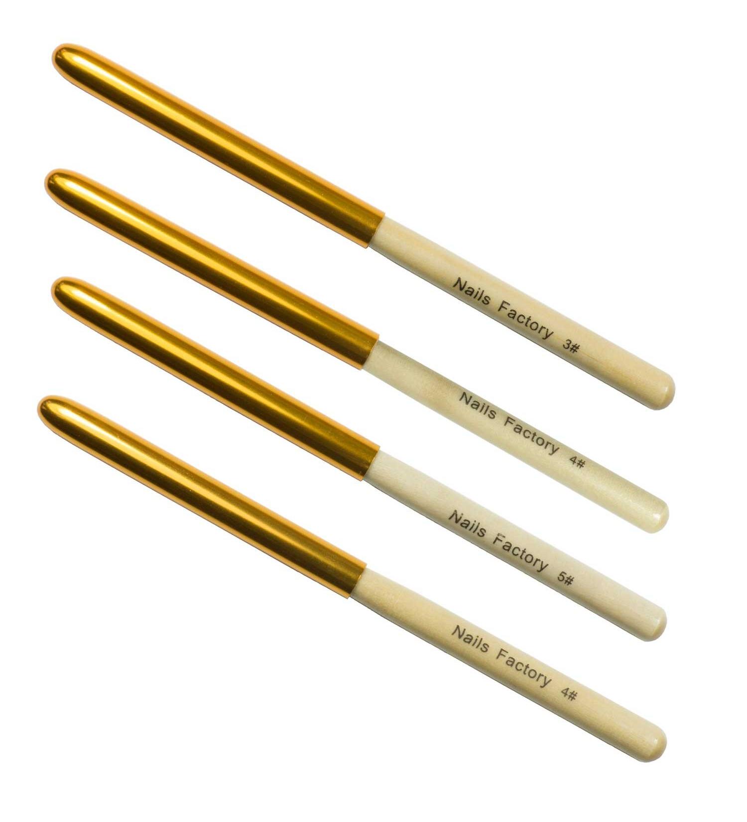 Buy N&BF Profi Gel Brushes Gold 4 Set | Premium Kolinsky & Red Marten Hair Nail Art Brushes for Stunning Nail Designs - Buy Online on GoSupps.com