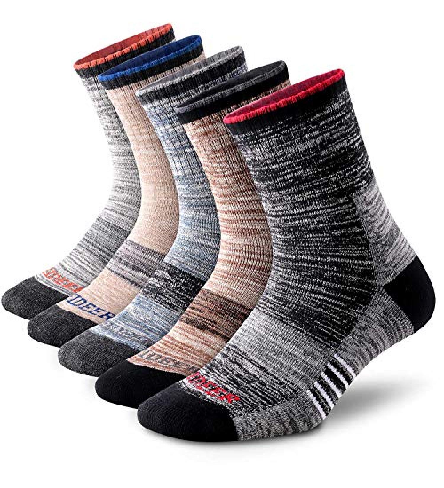 FEIDEER Men's Walking Hiking Socks - Moisture-Wicking Cushioned Quarter Crew Socks for Outdoor Sports - 3/4/5 Pairs, Sizes 6-15, Multiple Color Options - Buy Online on GoSupps.com