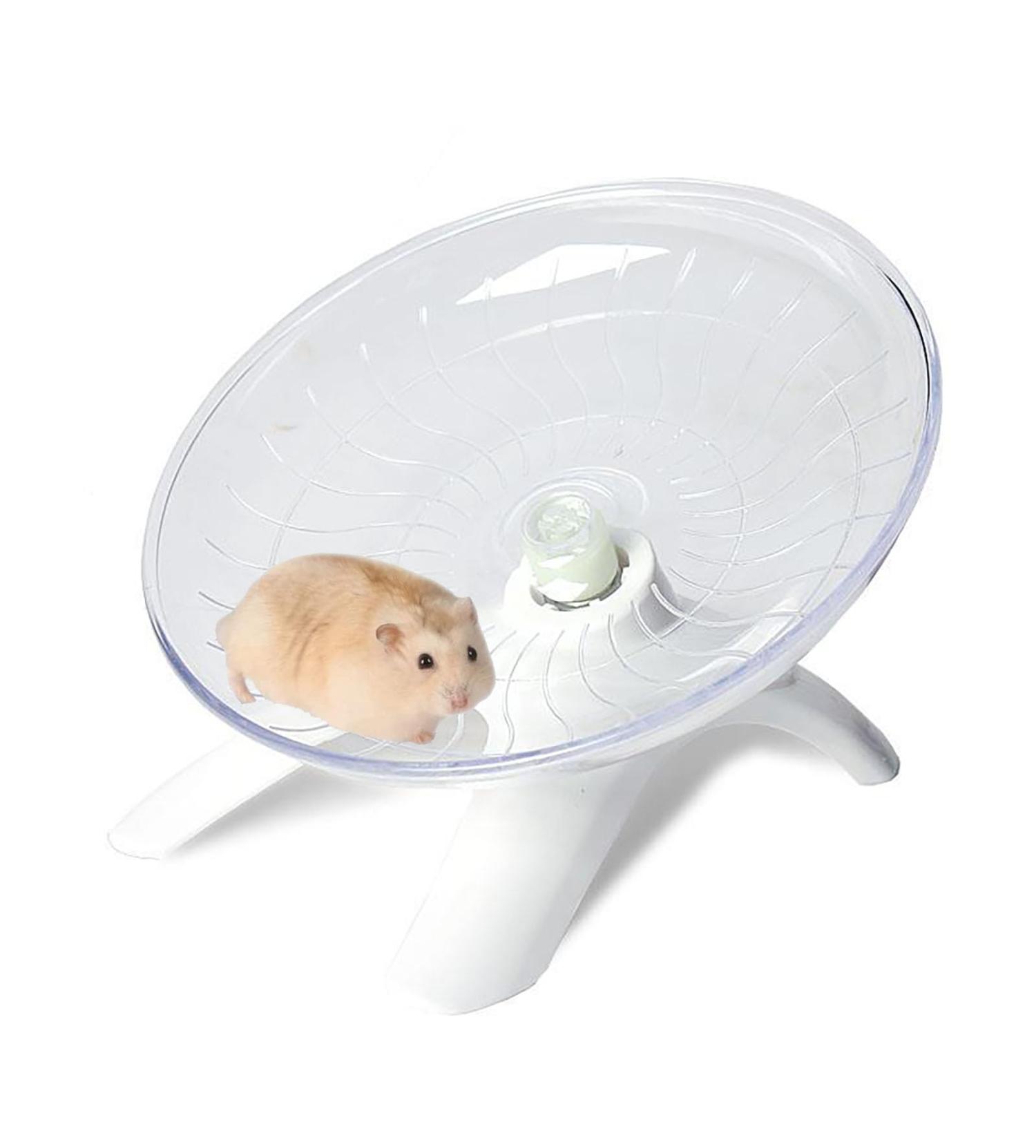 Flying Saucer Hamster Wheel Super-Silent Hamster Wheel Plastic Stable Pets Exercise Wheel Non Slip Run Silent Hamster Wheel for Small Pets (White) - Buy Online on GoSupps.com