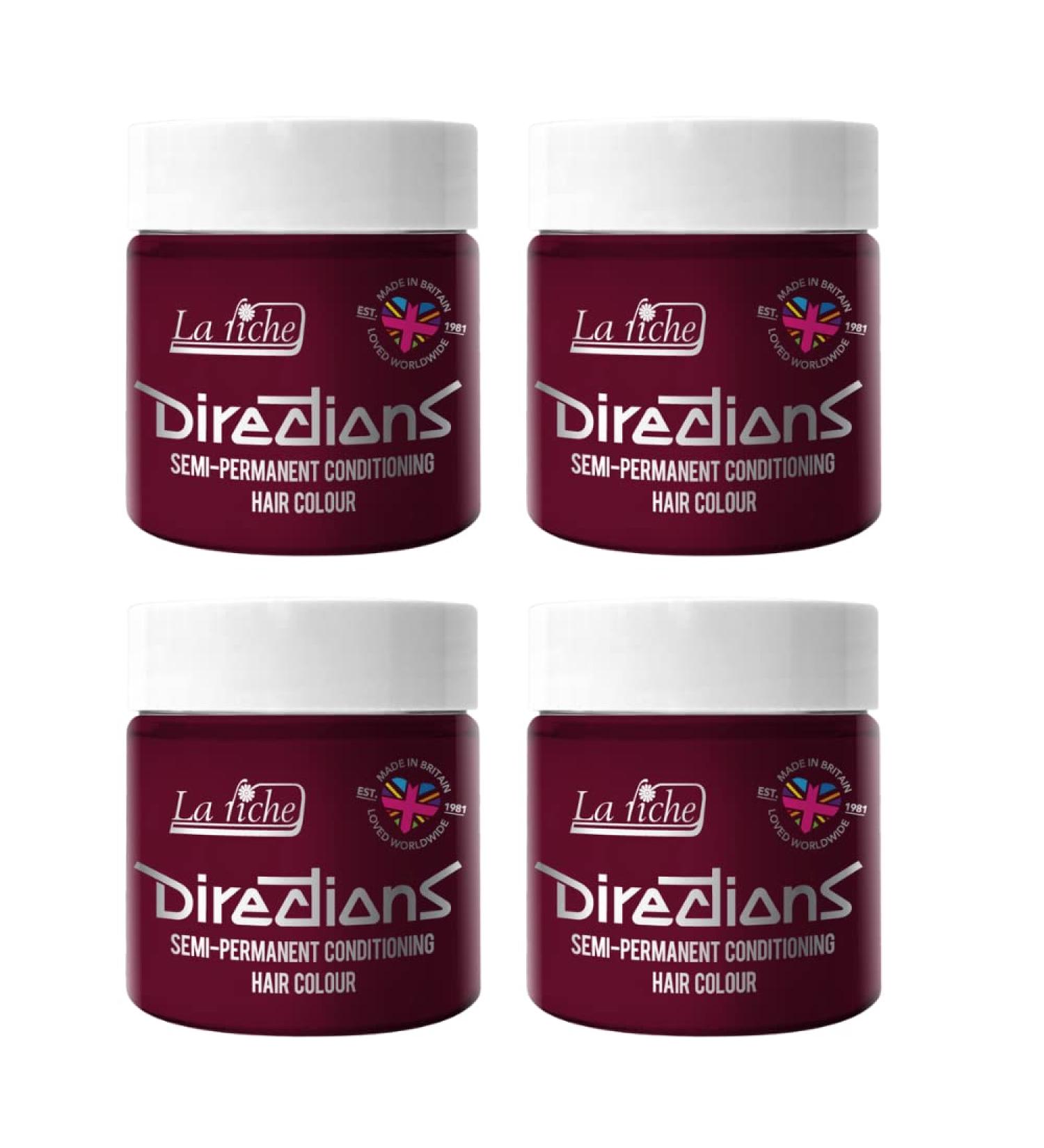 4x La Riche Directions Semi-Permanent Hair Color 100ml Tub - Rubine Rubine 100 ml (Pack of 4)