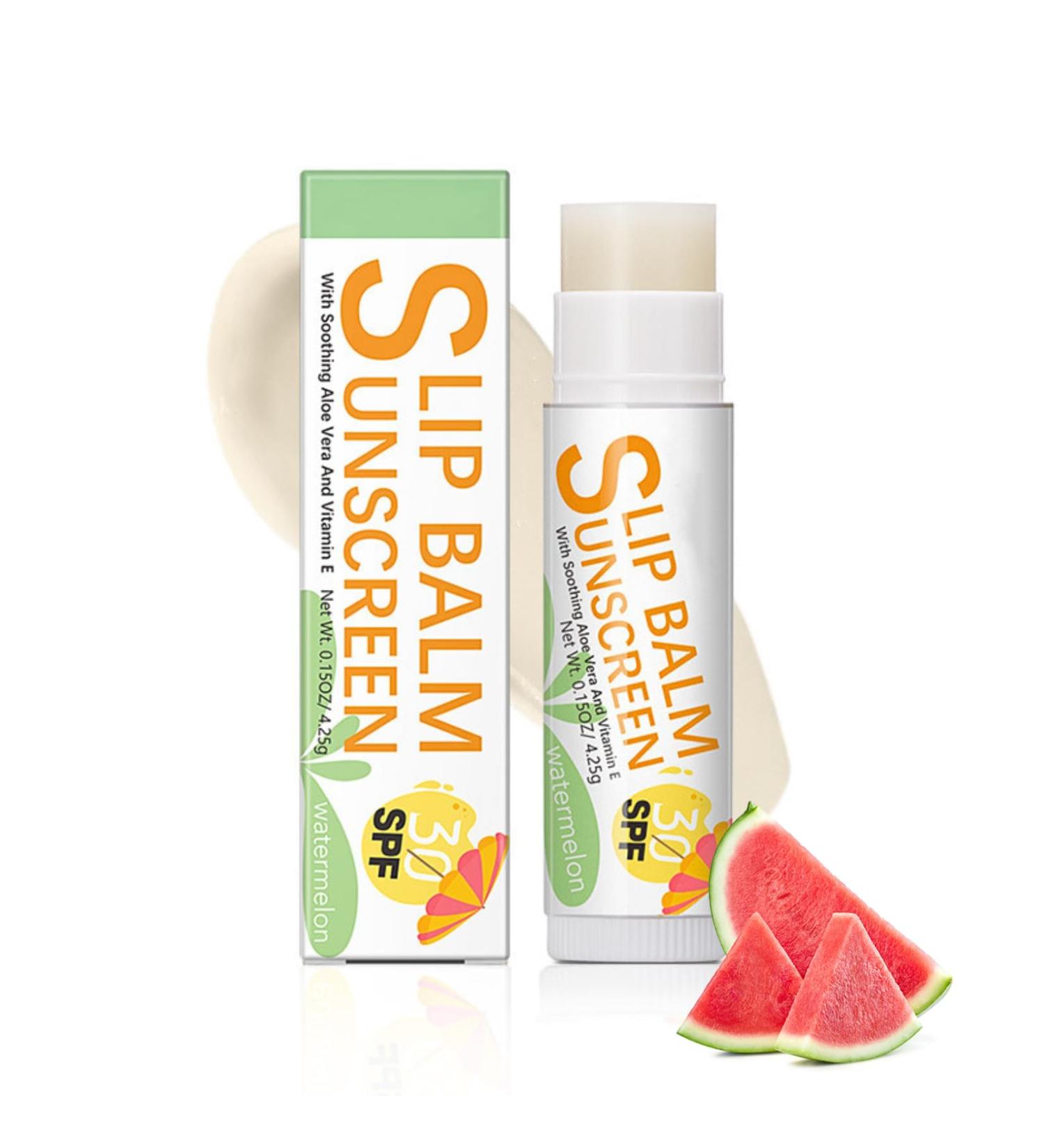 TBeautfave Lip Balm Sunscreen SPF 30 Watermelon Chapstick Lip Balms with Soothing Aloe Vera & Vitamin E for Dry Lips Cracked Lips Primer 24H Moisturizing Lips Travel Size Daily Lip Care Watermelon Flavour - Buy Online on GoSupps.com