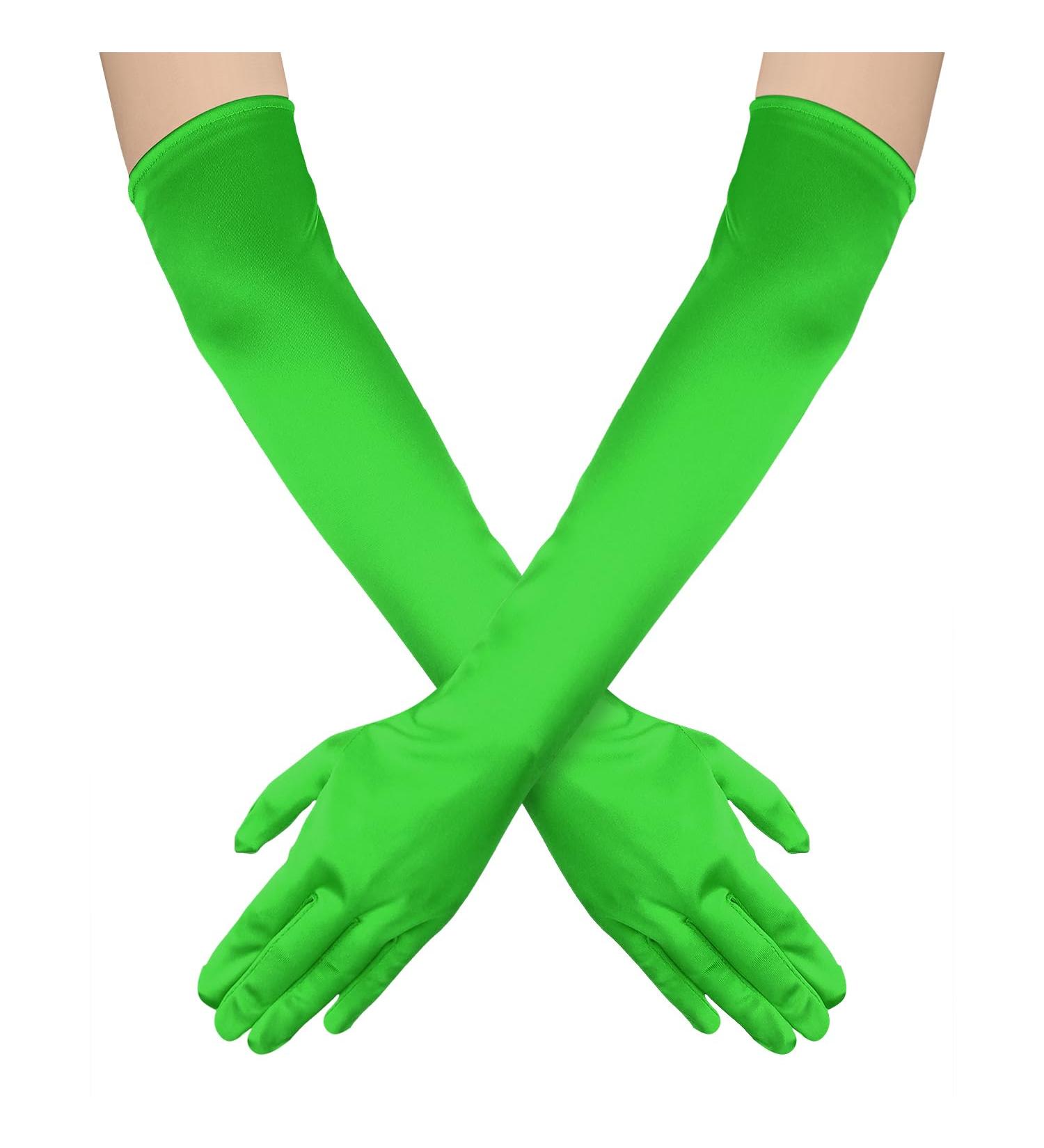NQEUEPN Women Long Gloves Long Elbow Satin Gloves 21" Stretchy 1920s Opera Gloves Hand Care Moisturizing Gloves for Women Girls Evening Party Dance (Dark Green) - Buy Online on GoSupps.com