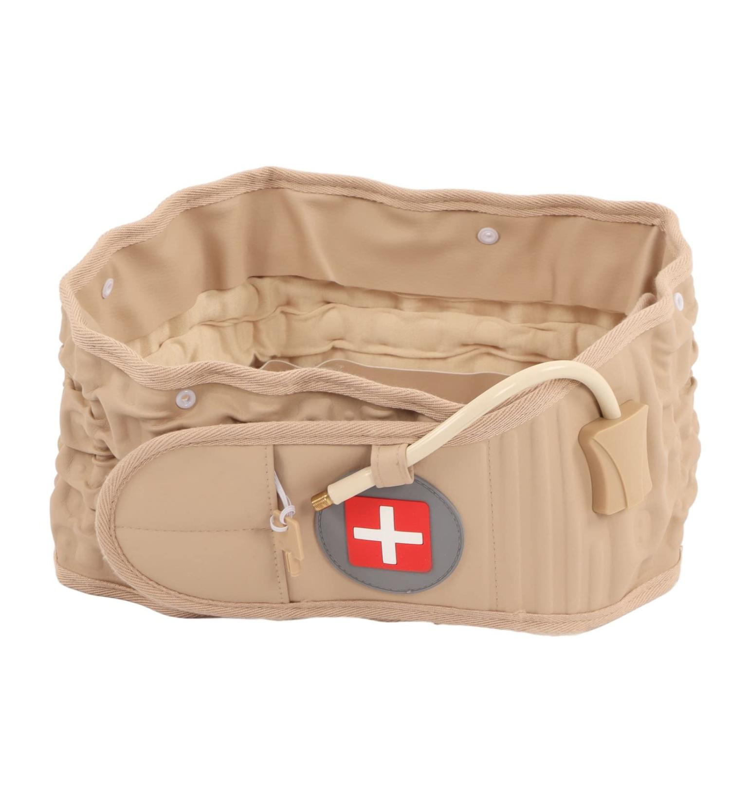 Fauitay Inflatable Lumbar Decompression Belt - Back Pain Relief Supportive Waist Strap Comfortable Khaki-Silver Design - Buy Online on GoSupps.com