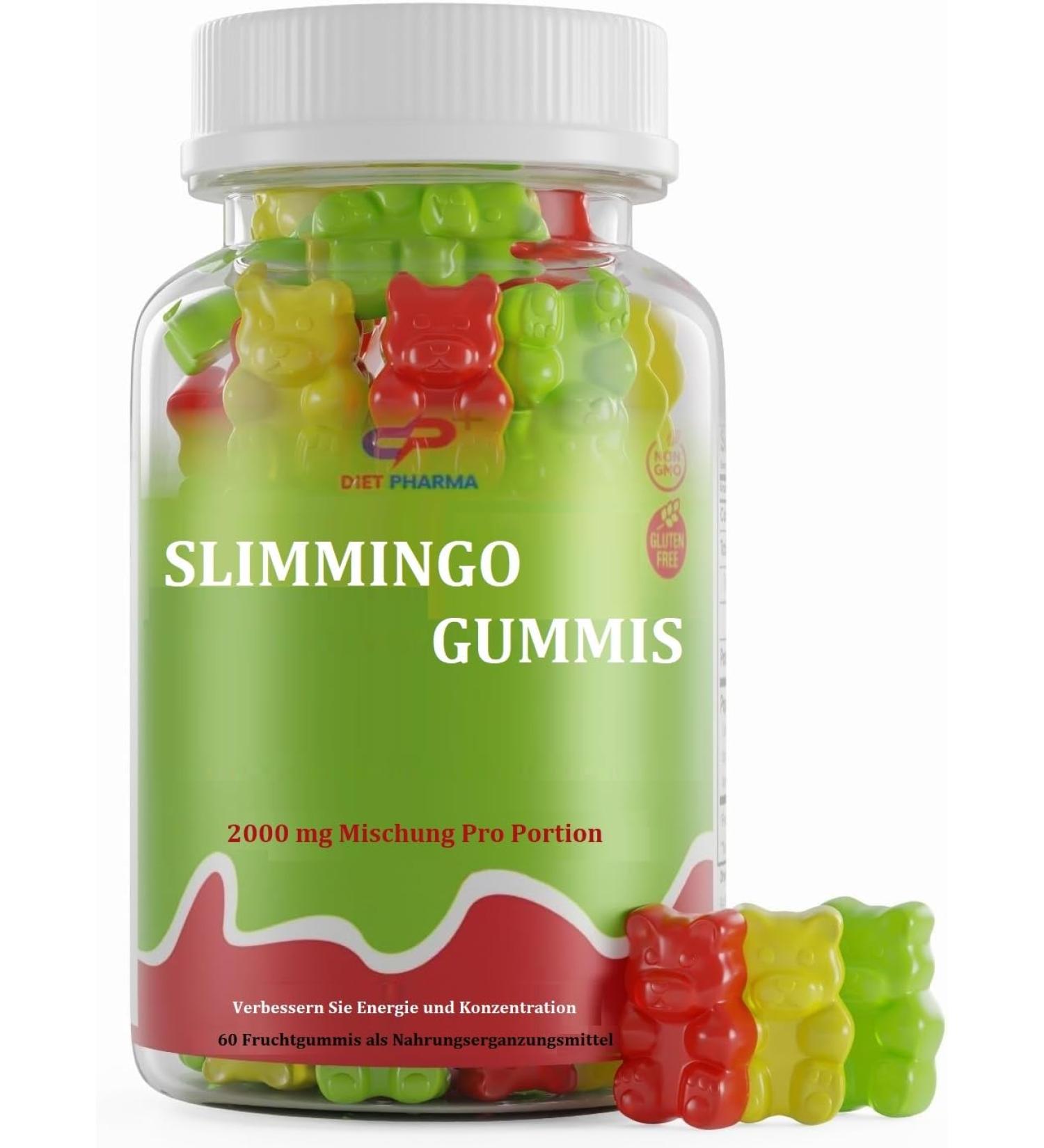 Slimmingo gummy bears - 60 fruit gum (for 1 month) - Keto slimming gummy bears with vitamin B12 B9 B6 & folic acid - keto rubber 2000 mg: 60 pieces (1)