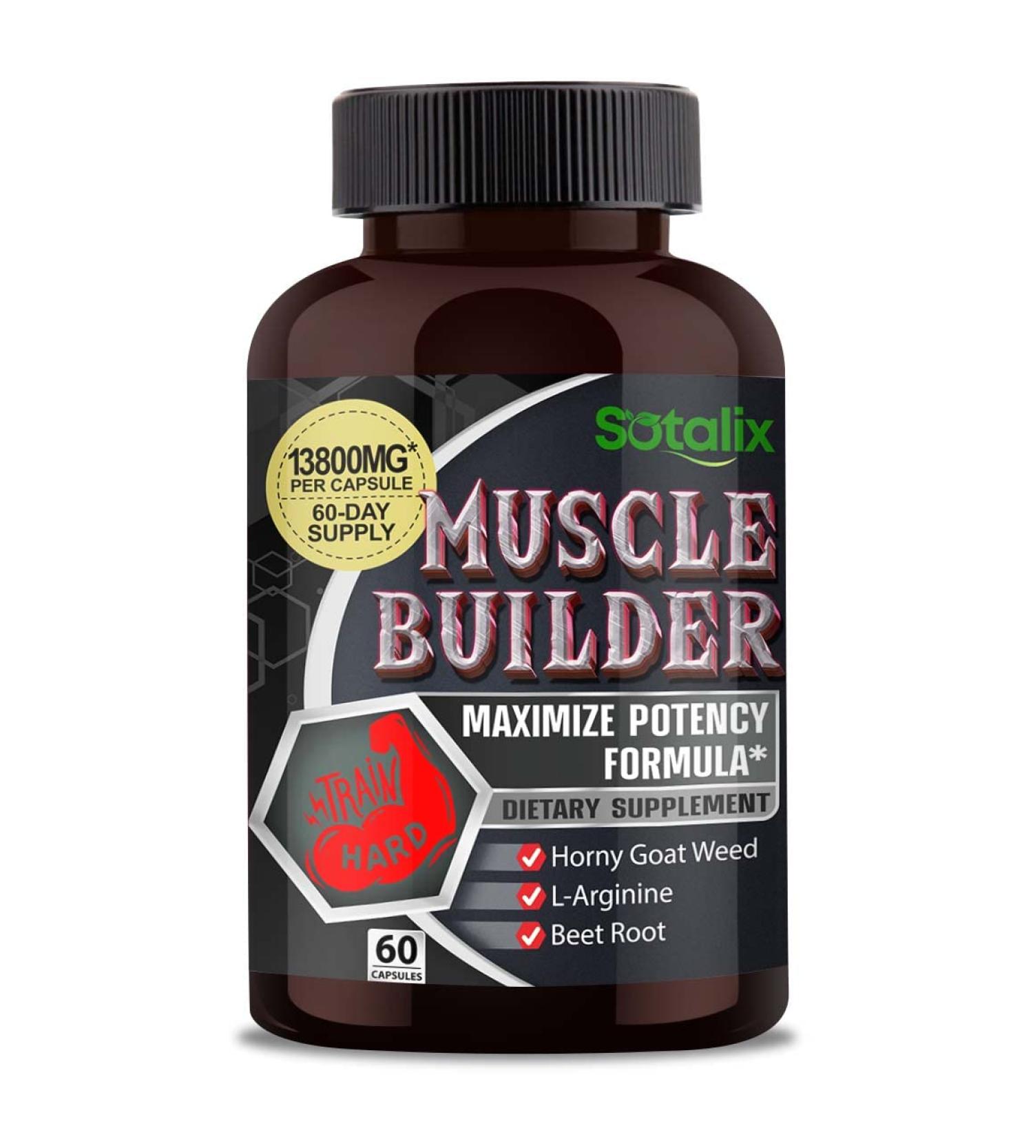 Ultimate Muscle Builder Supplement 13800mg - L-Arginine, Beet Root, Tribulus - Energy Stamina Strength Support - 60-Day Supply - 60 Count - Buy Online on GoSupps.com