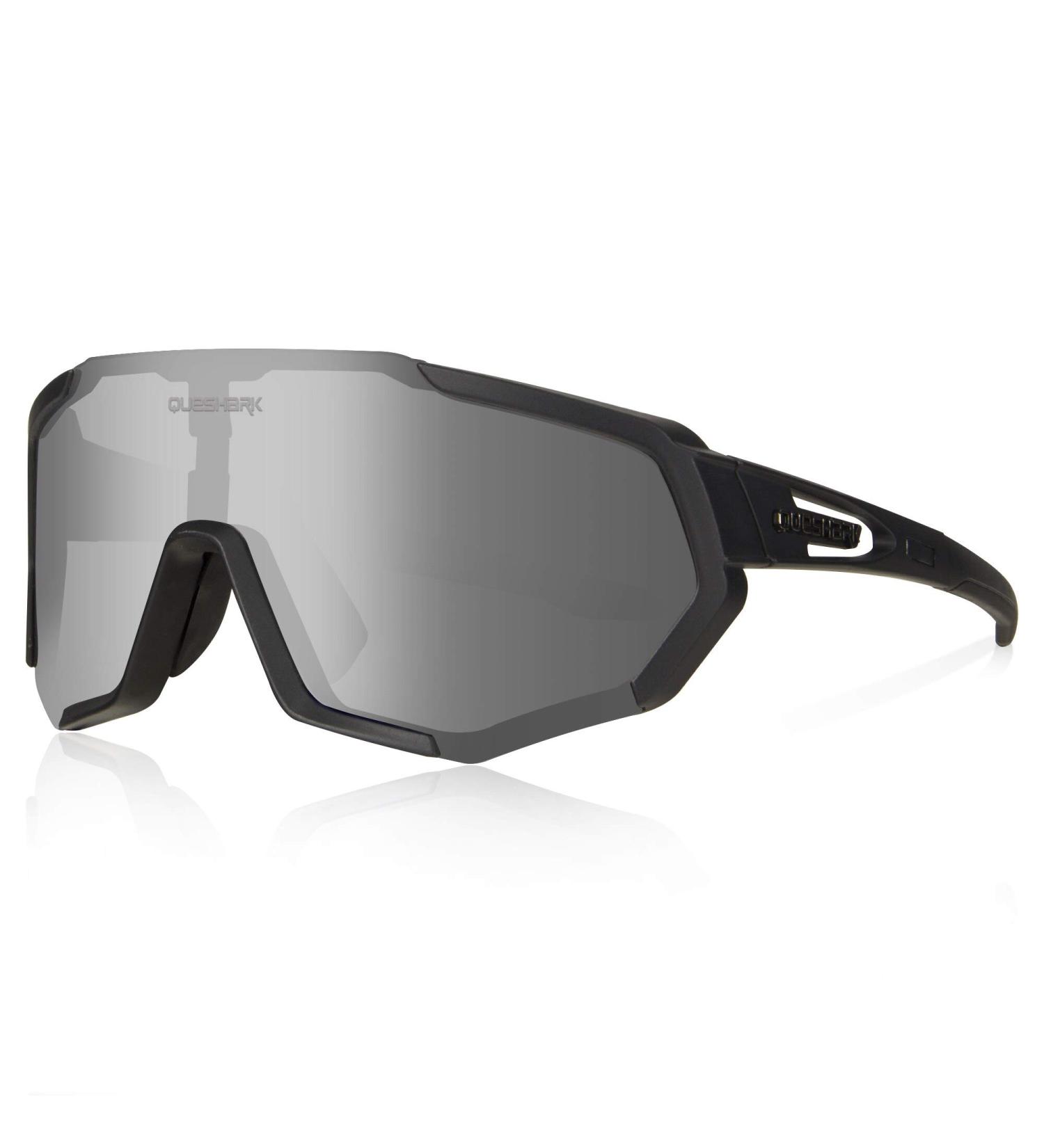Queshark Cycling Glasses with Polarized & HD Lenses for Men & Women - Ideal for MTB, Running, Driving, Fishing & Baseball - Black - Buy Online on GoSupps.com