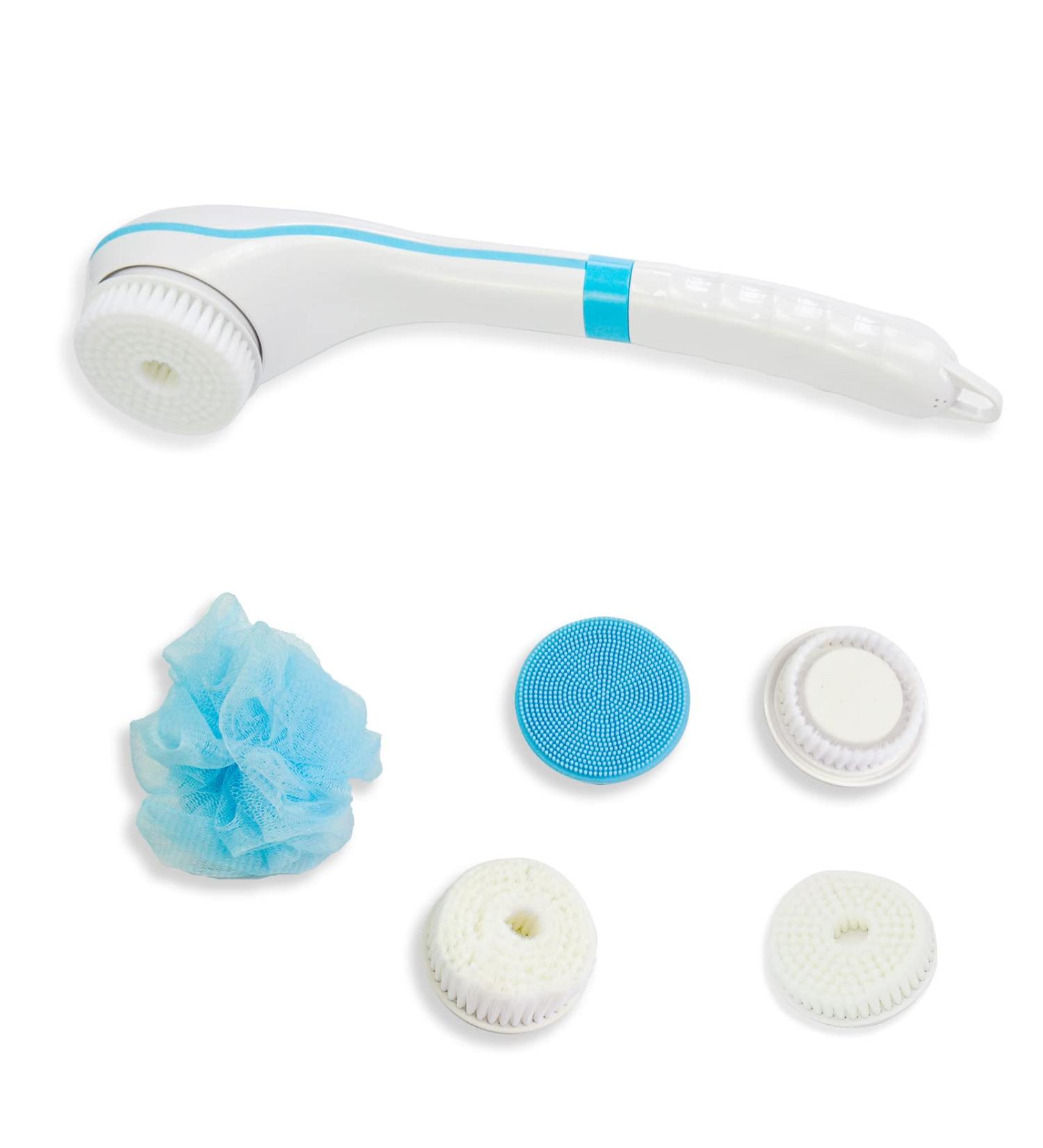 Electric Body Brush Shower Brush | Rechargeable Extended Long Handle Back Body Brush - Exfoliating 5 in 1 | BREENHILL 3608Blue (Blue) - Buy Online on GoSupps.com