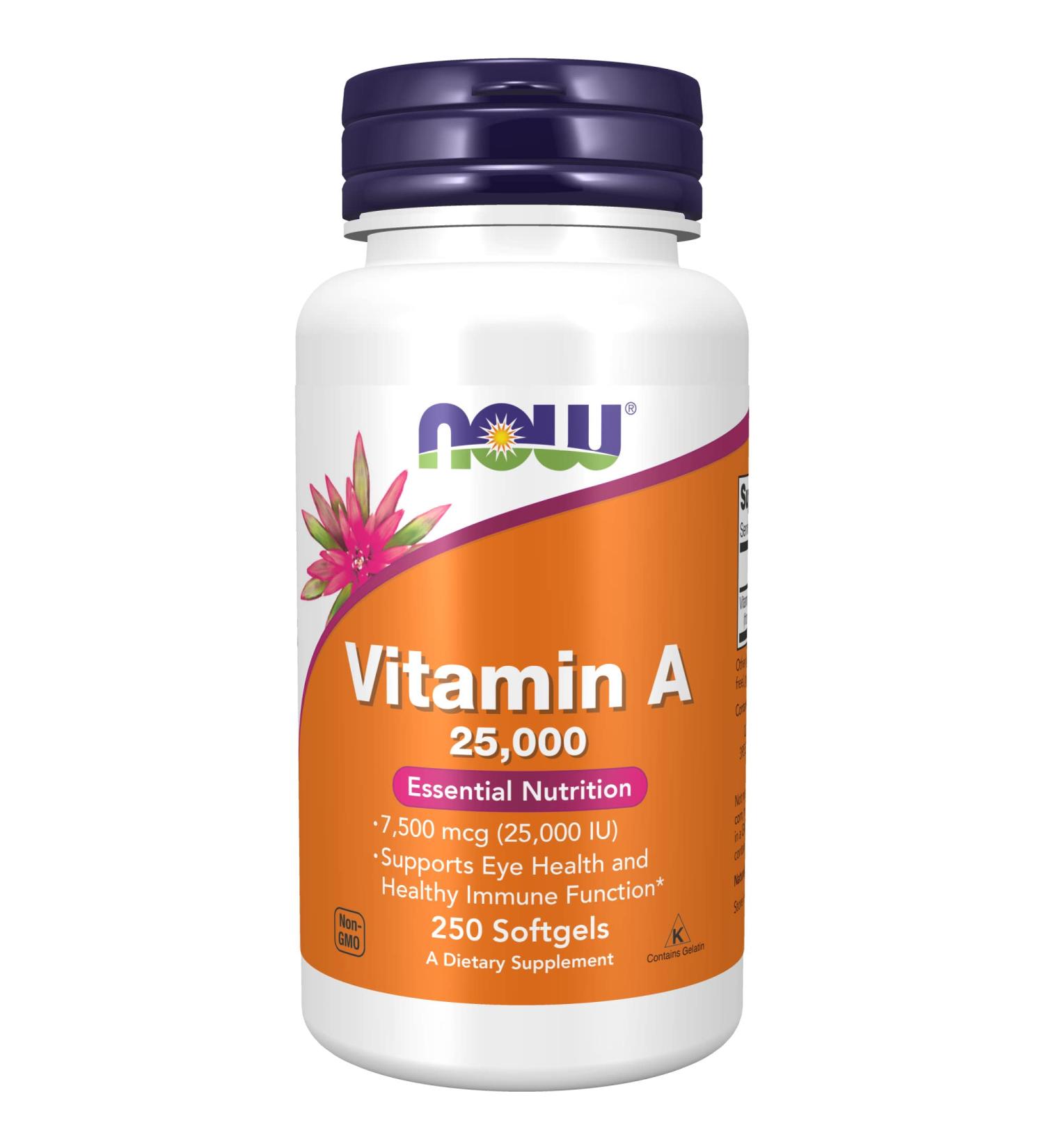 Now Foods Vitamin A 25000 IU - 250 Softgels for Healthy Skin & Vision - Buy Online on GoSupps.com