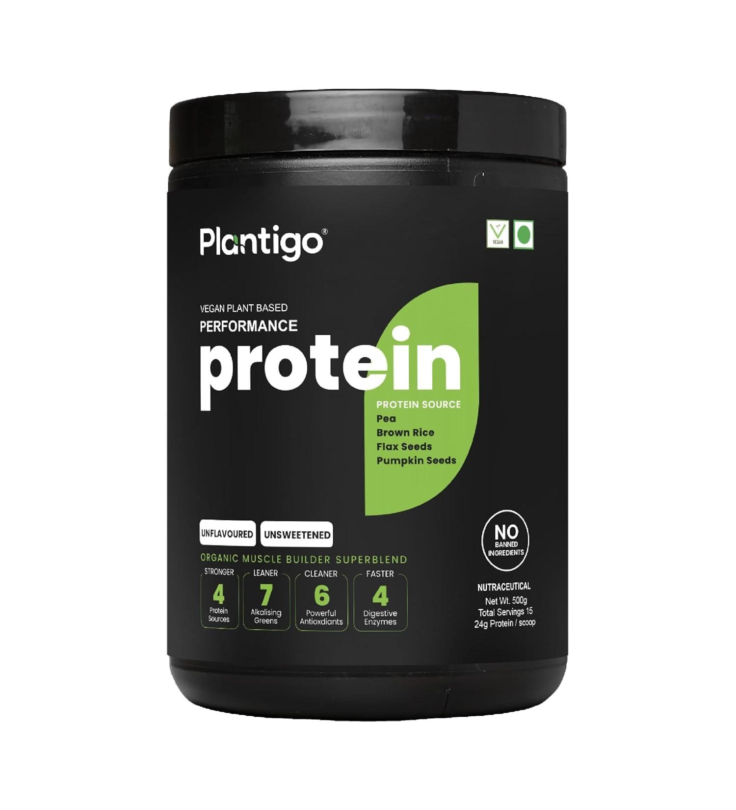 Planti go Clean Plant Protein Powder | No Preservatives | No Banned Substances | Super Protein Blend - Pea Brown Rice Flax |21SuperFoods| Vegan Protein For Men Women (Unsweetened Unflavored - 500g) - Buy Online on GoSupps.com