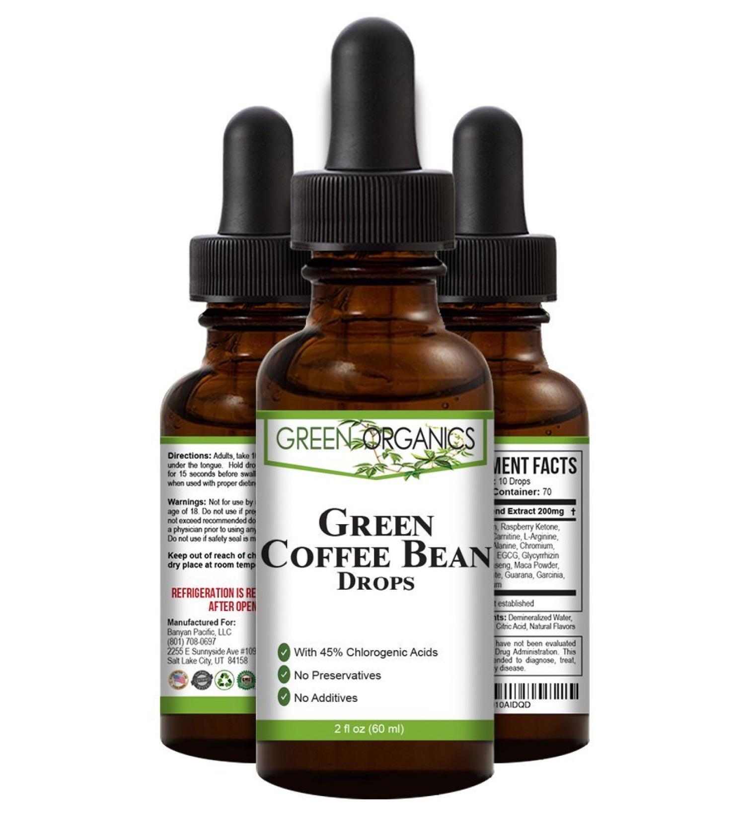 Green Organics Green Coffee Bean Liquid Extract - 2 Fl Oz | Weight Loss Supplements | Suppresses Appetite, Boosts Metabolism | 100% Natural | No Preservatives or Additives - Buy Online on GoSupps.com