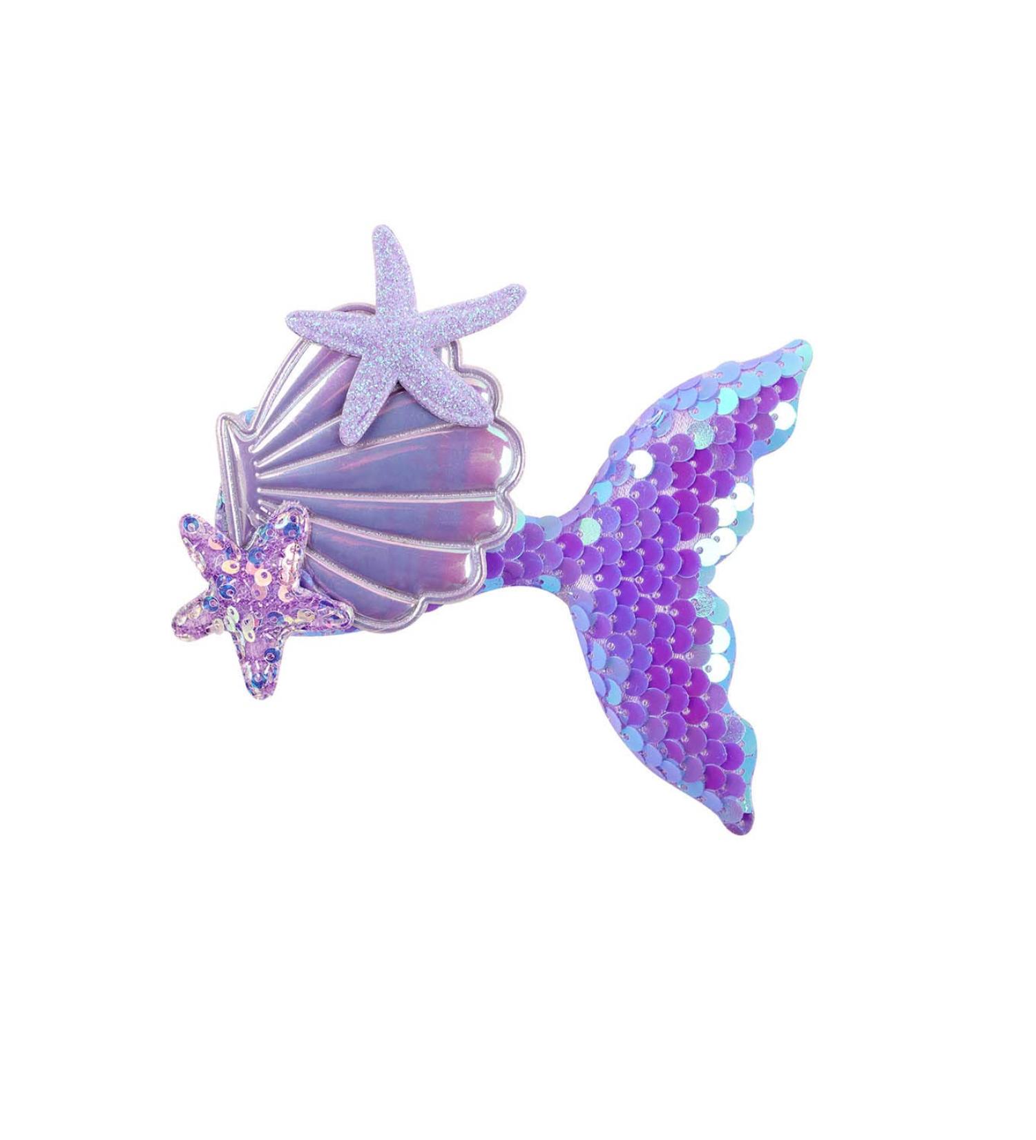 Mermaid Tail Hair Clip Pin Sequins Fish Tail Hairpin Starfish Shell Mermaid Hairclips BBG31 (Purple) One Size