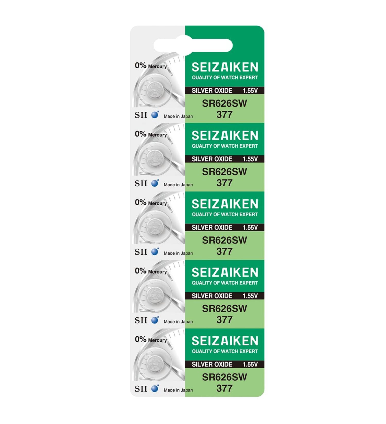 Buy 377 SR626SW Silver Oxide Watch Battery (5-Pack) - 1.55V Mercury-Free Made in Japan by Seiko - Best International Shipping Available - Buy Online on GoSupps.com