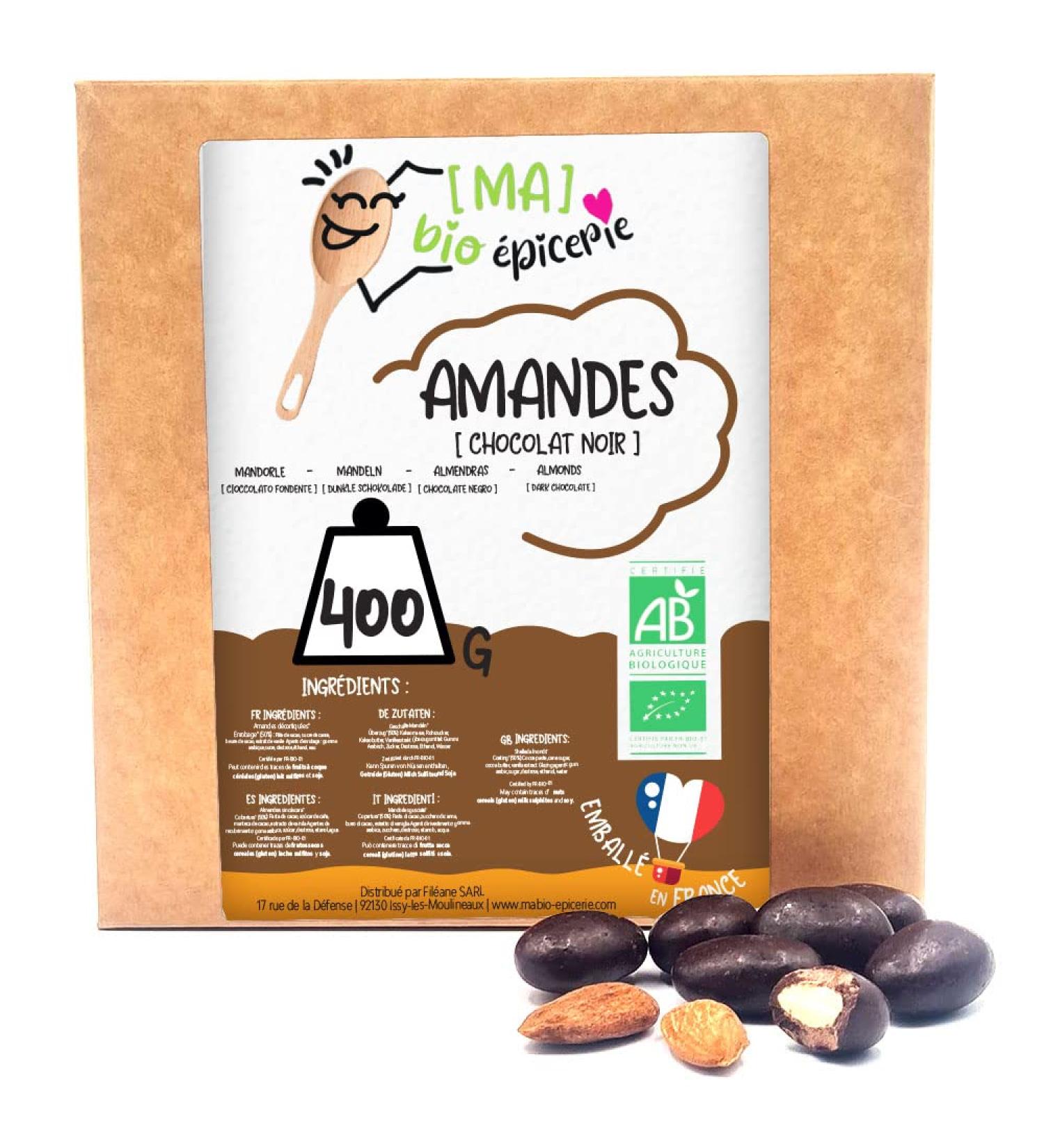  MA organic grocery | Organic dark chocolate coated almonds | 400G | Bulk bag sugared almonds | Certified organic  - Buy Online on GoSupps.com