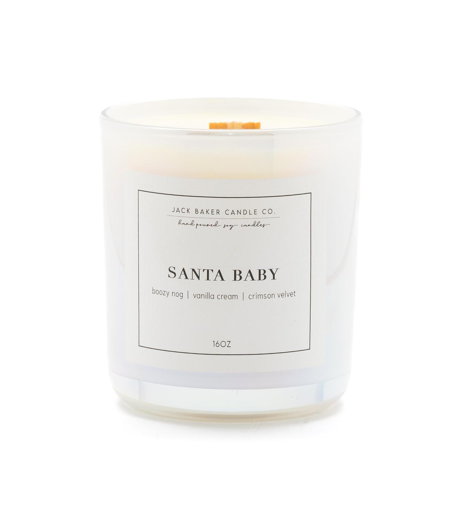 Jack Baker Candle Co. Santa Baby Candle - Soy Wax Essential Oils Boozy Nog & Vanilla Cream Fragrance 16 oz | International Shipping - Buy Online on GoSupps.com
