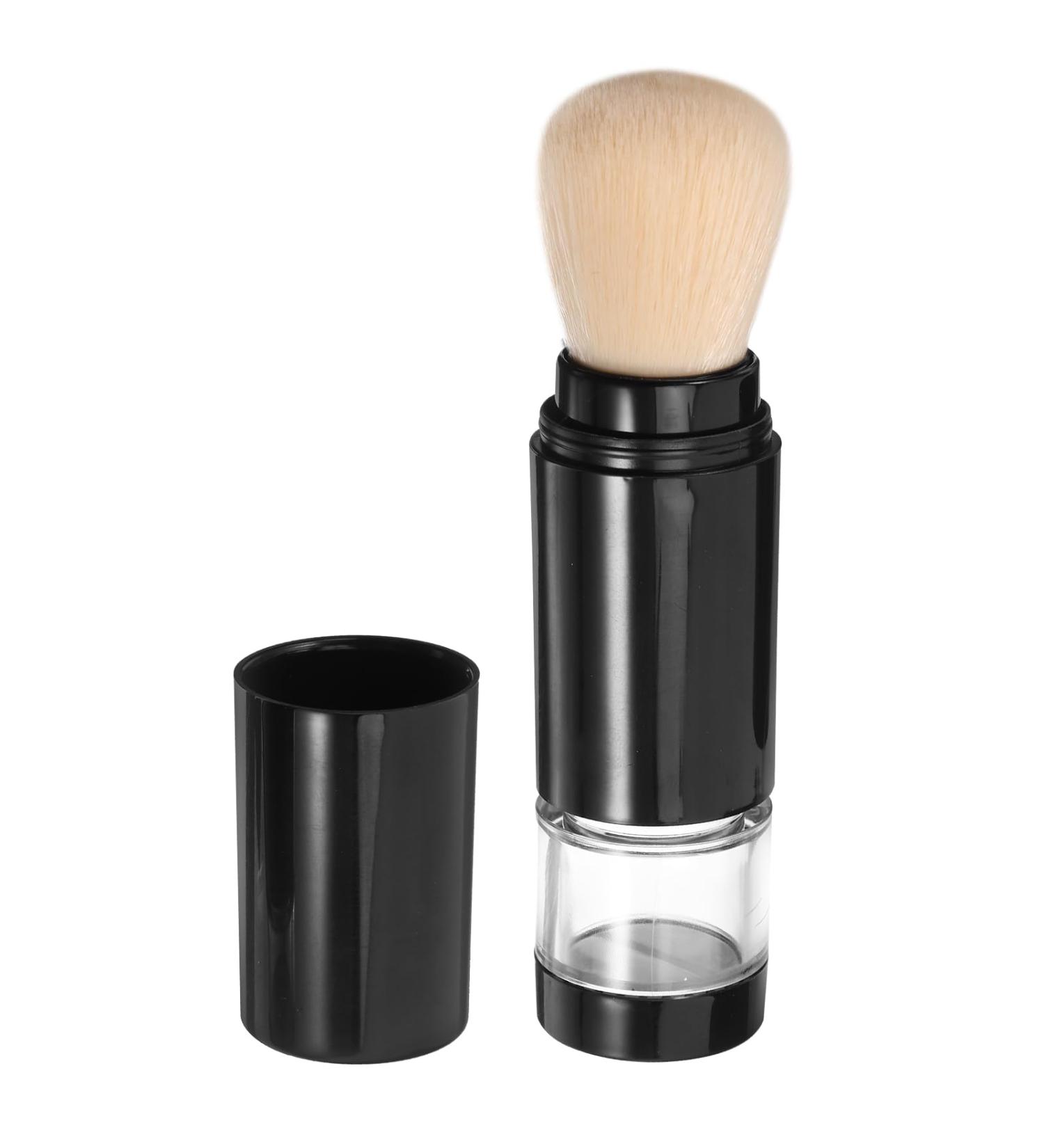 Healeved Retractable Blush Brush Refillable Loose Powder Bottle Jar Travel Makeup Brush Liquid Foundation Brush with Cap for Highlighter Contour Cosmetics B Black 2 - Buy Online on GoSupps.com