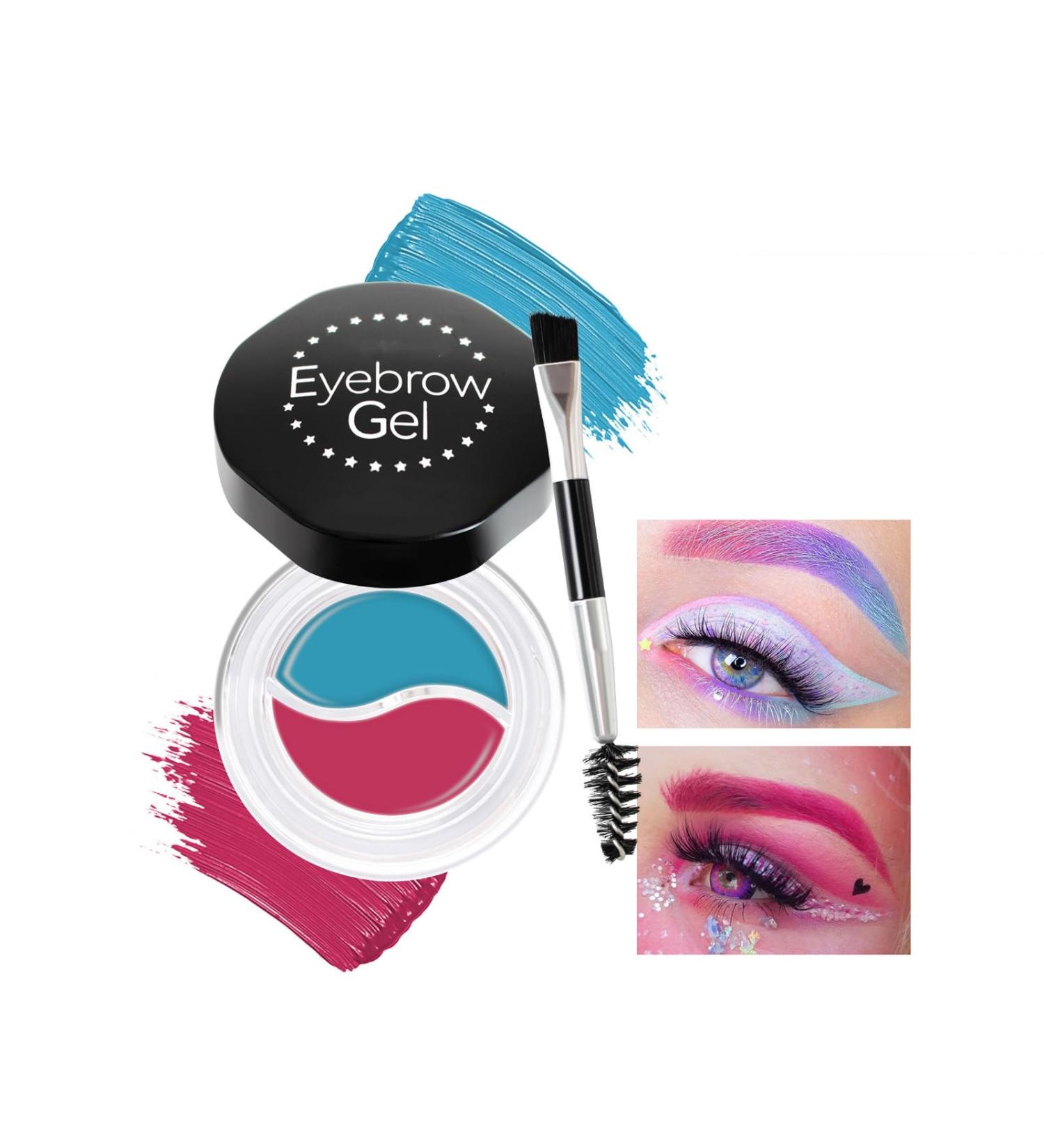 MockTota Waterproof Colorful Eyebrow Gel Set of 2 Neon Colors Double Brush & Hypoallergenic for Carnival Party Makeup and Daily Use Blue+Red - Buy Online on GoSupps.com
