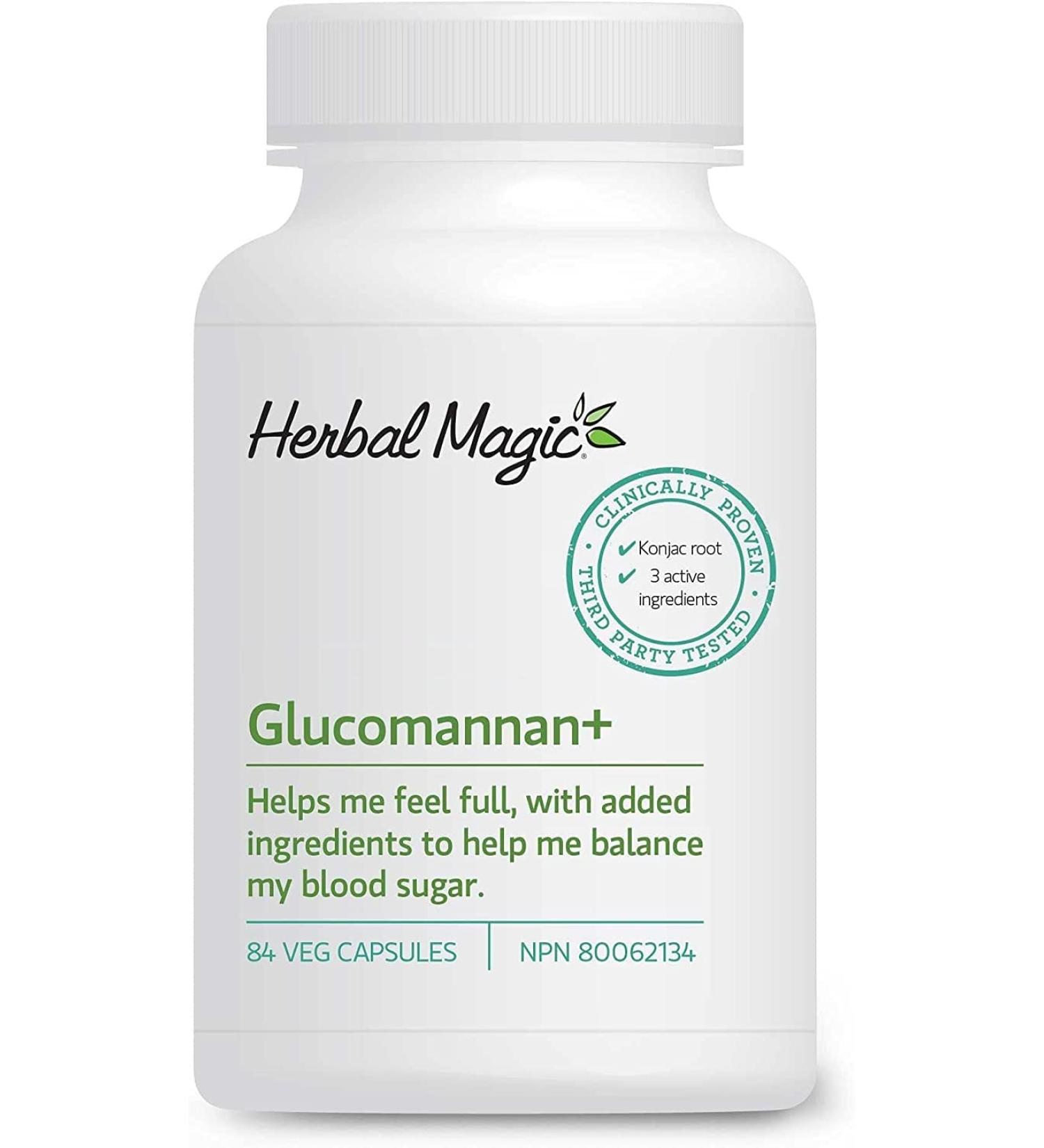 Herbal Magic Glucomannan+ Fibre Supplement with Konjac Gives a Feeling of Fullness Non-Stimulant with Chromium and Gymnema for Women & Men Non-GMO Vegetable Capsules - Buy Online on GoSupps.com