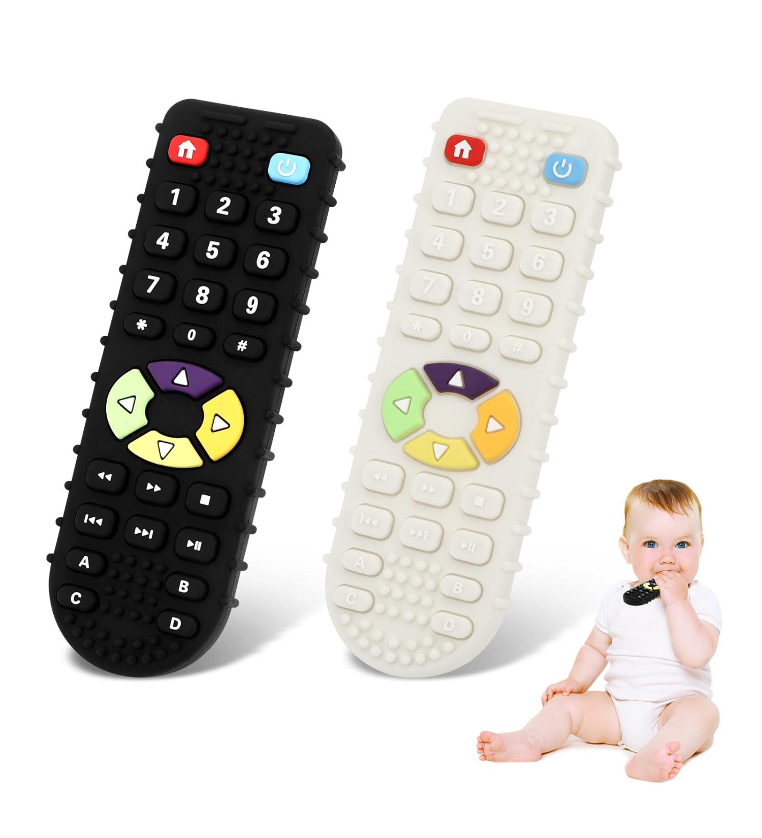 Baby Biting Toys - BPA-Free Silicone Dental Aid | 2 Bathing Toys & Remote Control Bite Ring for 3-12 Months - Black & White - Buy Online on GoSupps.com