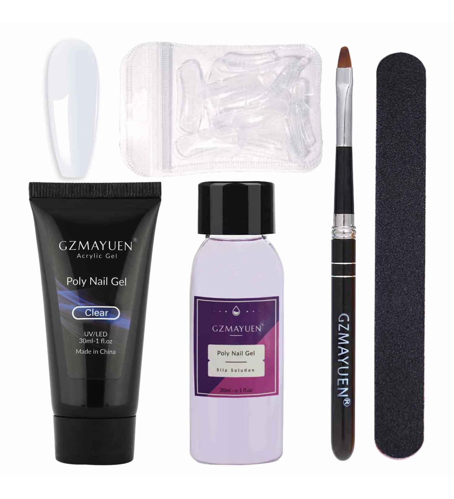 Buy Gzmayuen Poly Nails Gel Kit - Transparent Poly Nail Extensions & Slip Solution - 30ml Complete Starter Set for Acrylic & Shellac Nails - Buy Online on GoSupps.com
