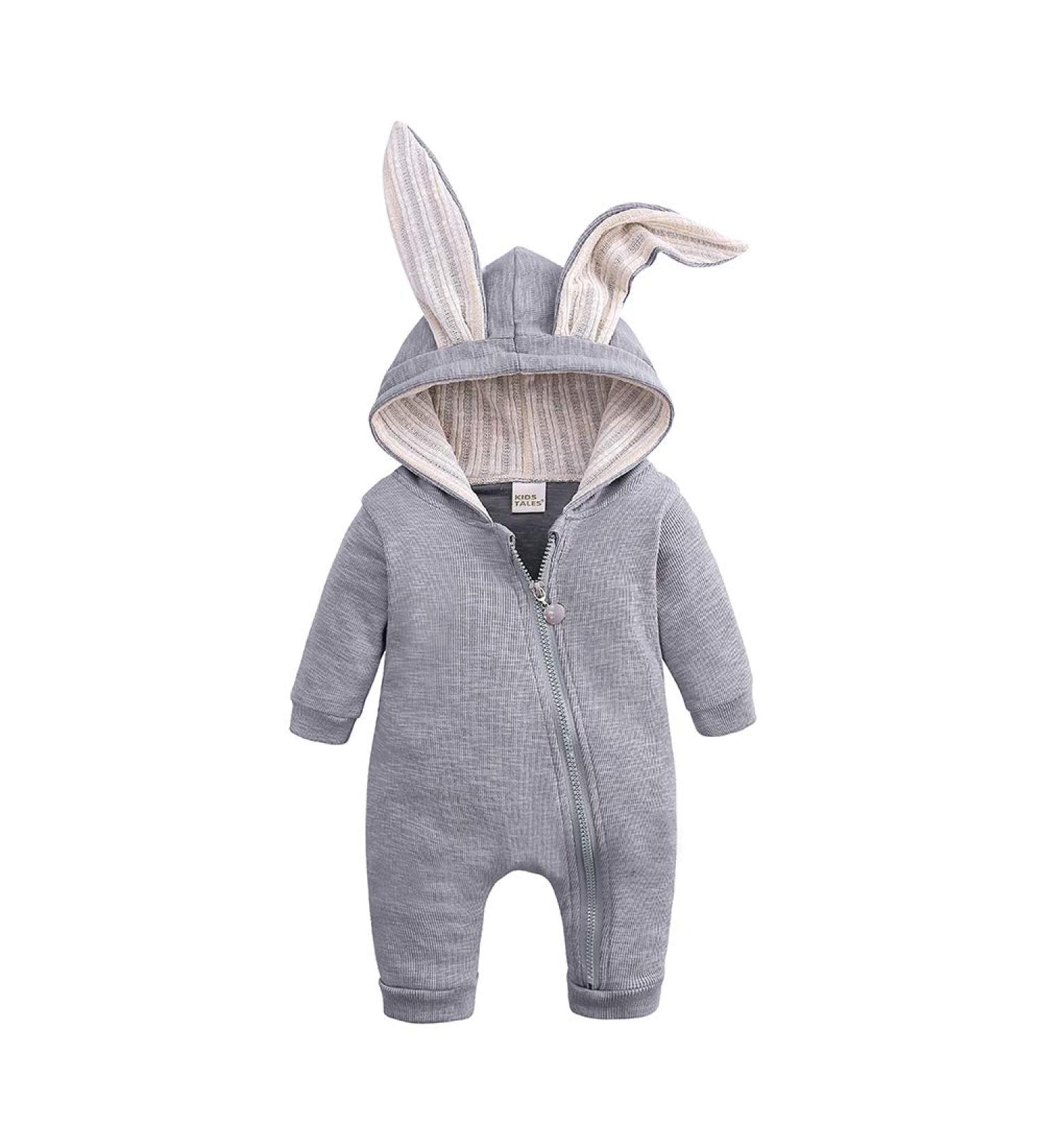 Kids Tales Newborn Baby Winter Warm Rabbit Ear Hooded Romper 18-24 Months Grey - Buy Online on GoSupps.com