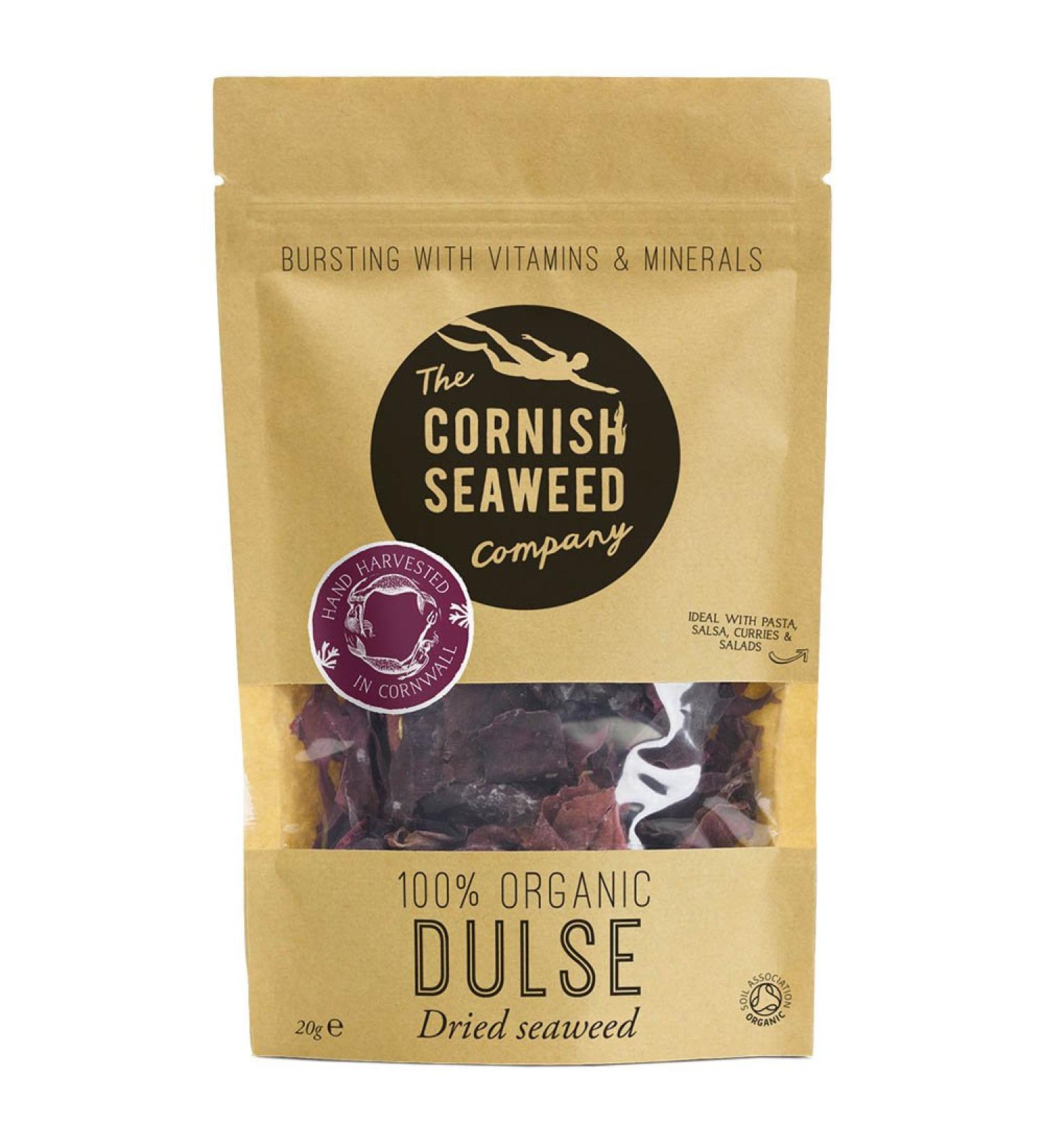 100% Organic Dulse Dried Seaweed by The Cornish Seaweed Company | 20g Pouch | Great For Curries and Pasta | 100% Organic Cornish Seaweed