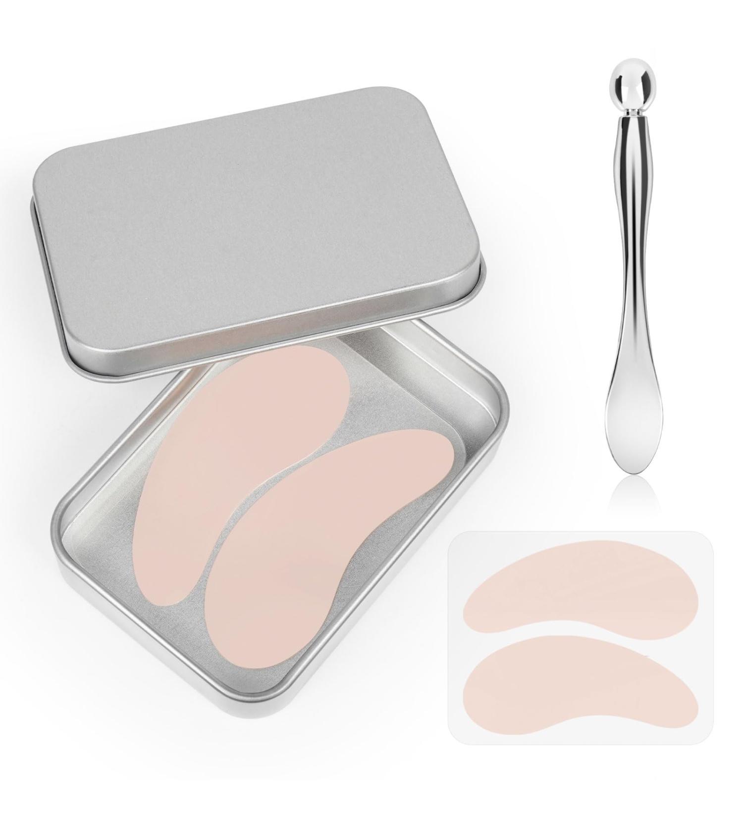 Shop Reusable Silicone Under Eye Patches - Plump Fine Lines & Wrinkles | 2 Pcs with Metal Applicator & Tin Case - International Shipping Available - Buy Online on GoSupps.com