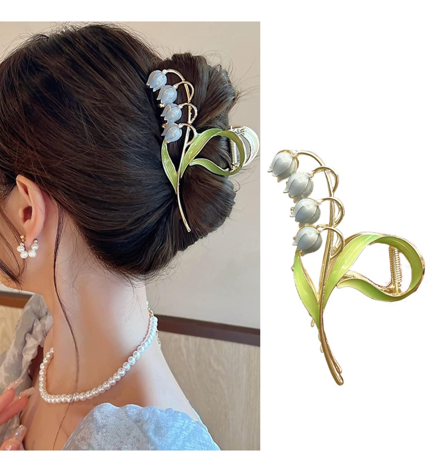 Blue Lily of the Valley Large Flower Hair Claw Clip for Women - Strong Metal Non-Slip Hair Clip for Thick and Thin Hair - Acetate Hair Accessories - Buy Online on GoSupps.com