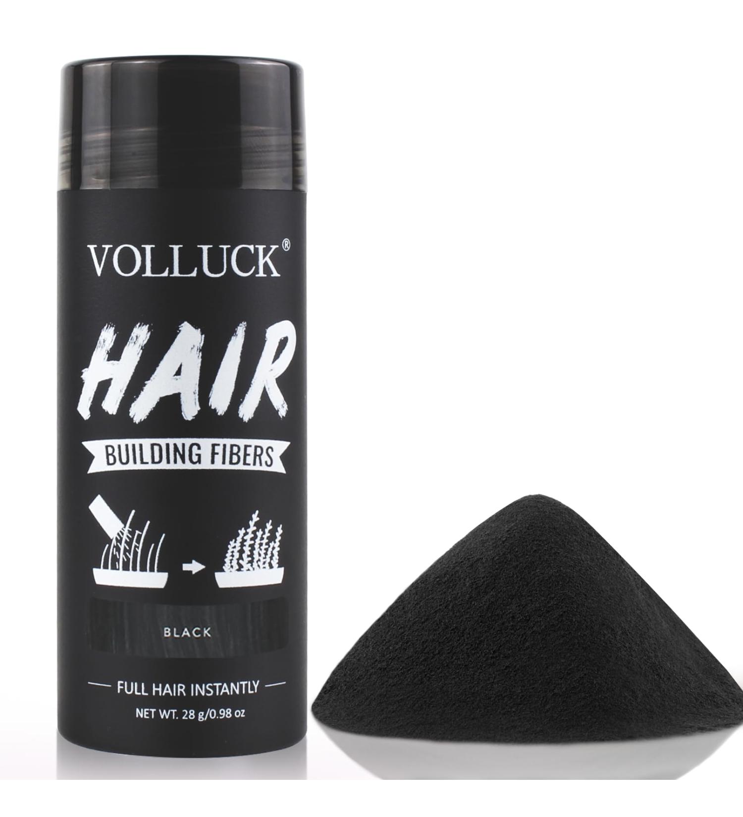 VOLLUCK Hair Fiber for Thickening - Long-lasting Natural Hair Loss Solution for Men & Women - 28g Black - Buy Online on GoSupps.com