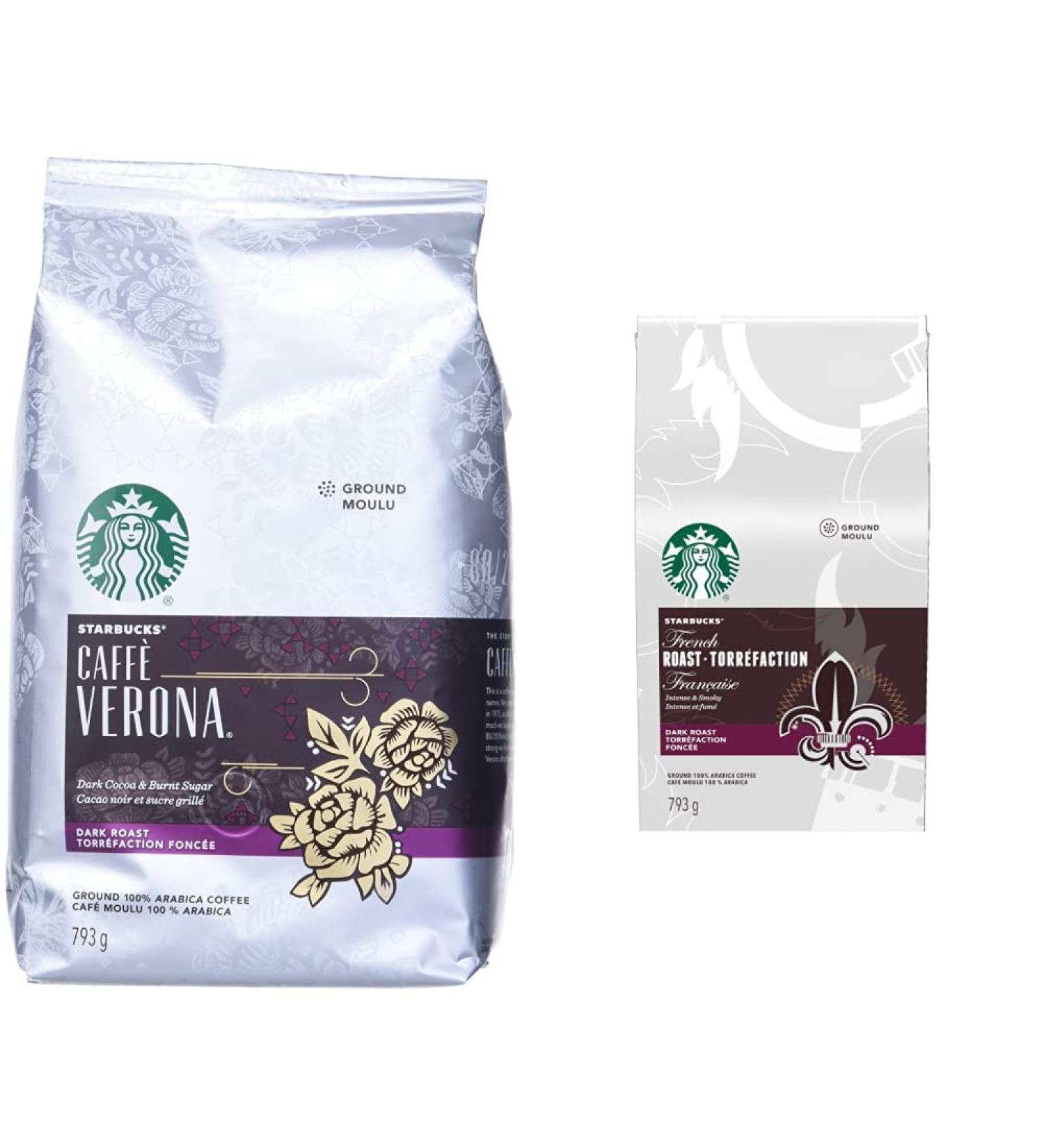 Starbucks Caff Verona Ground Coffee Dark Roast 793 Grams & Ground Coffee French Roast 793 Grams - Buy Online on GoSupps.com