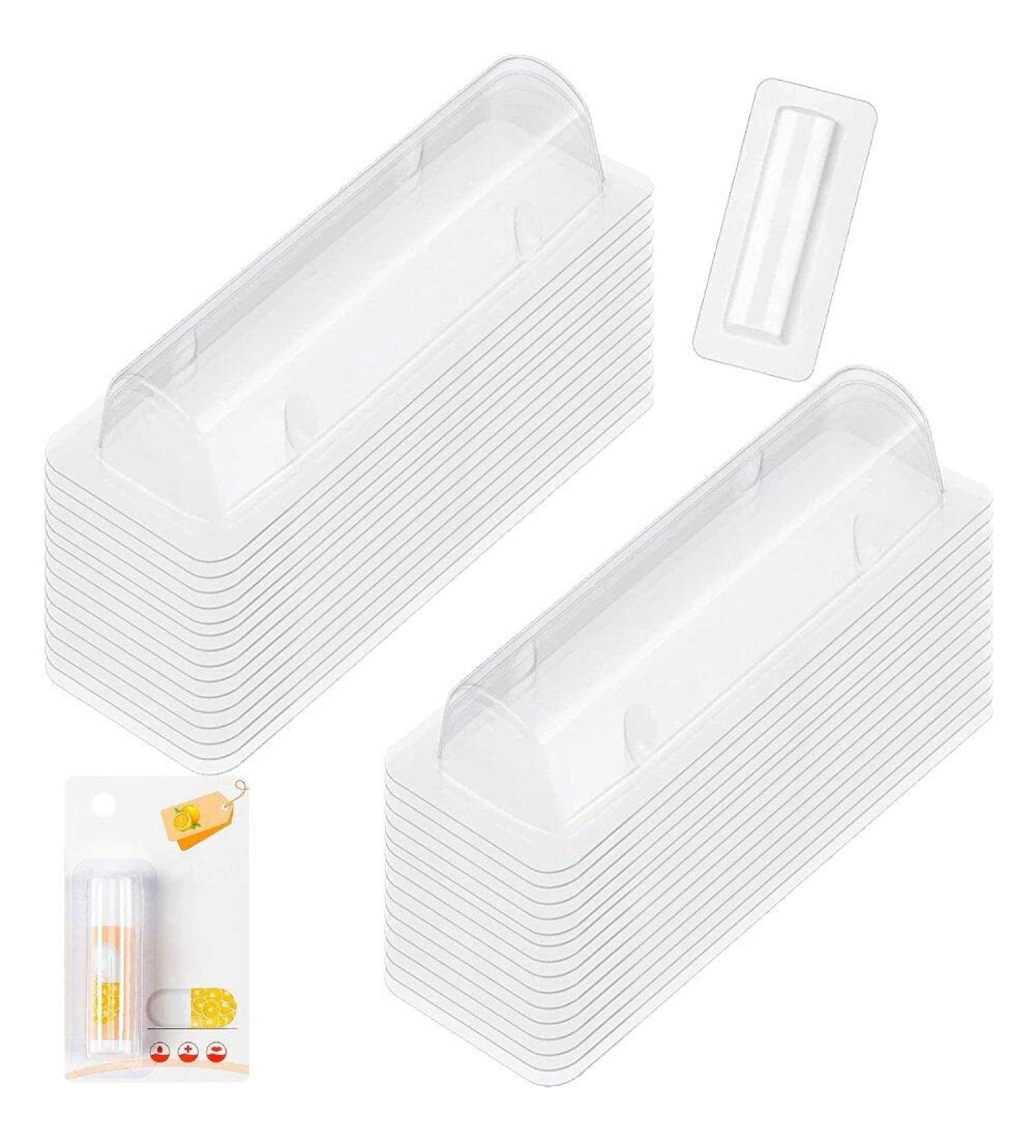 Luxylei 50Pcs Clear Plastic Lip Balm Container Coin Holder Waterproof Rectangle Lipstick DIY Gifts for Christmas Festival Valentine's Day - Buy Online on GoSupps.com