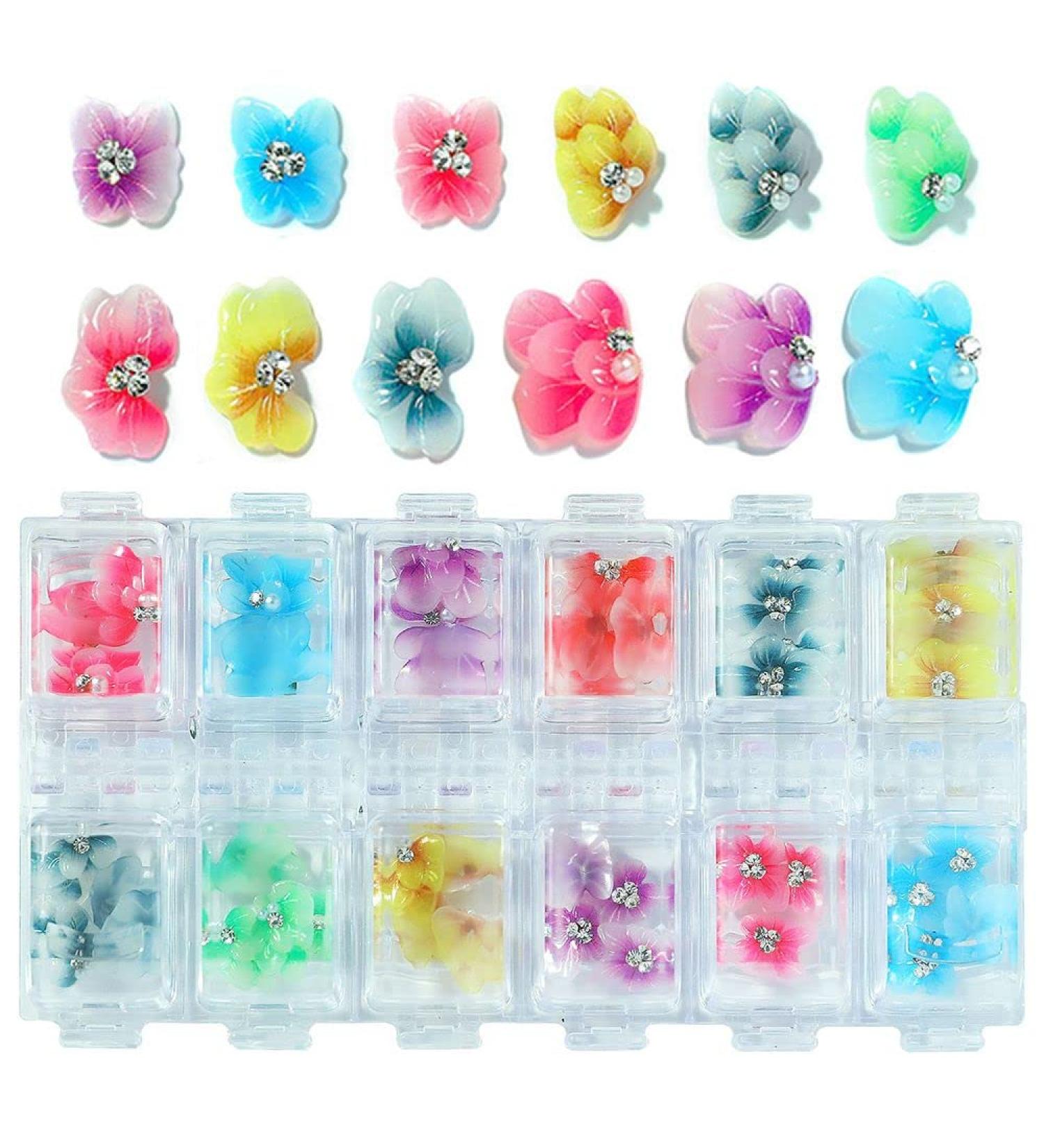 Charm for Manicure DIY Vintage Gradient Flower Rhinestone 5D Relief Nail Art Decoration(02) - Buy Online on GoSupps.com