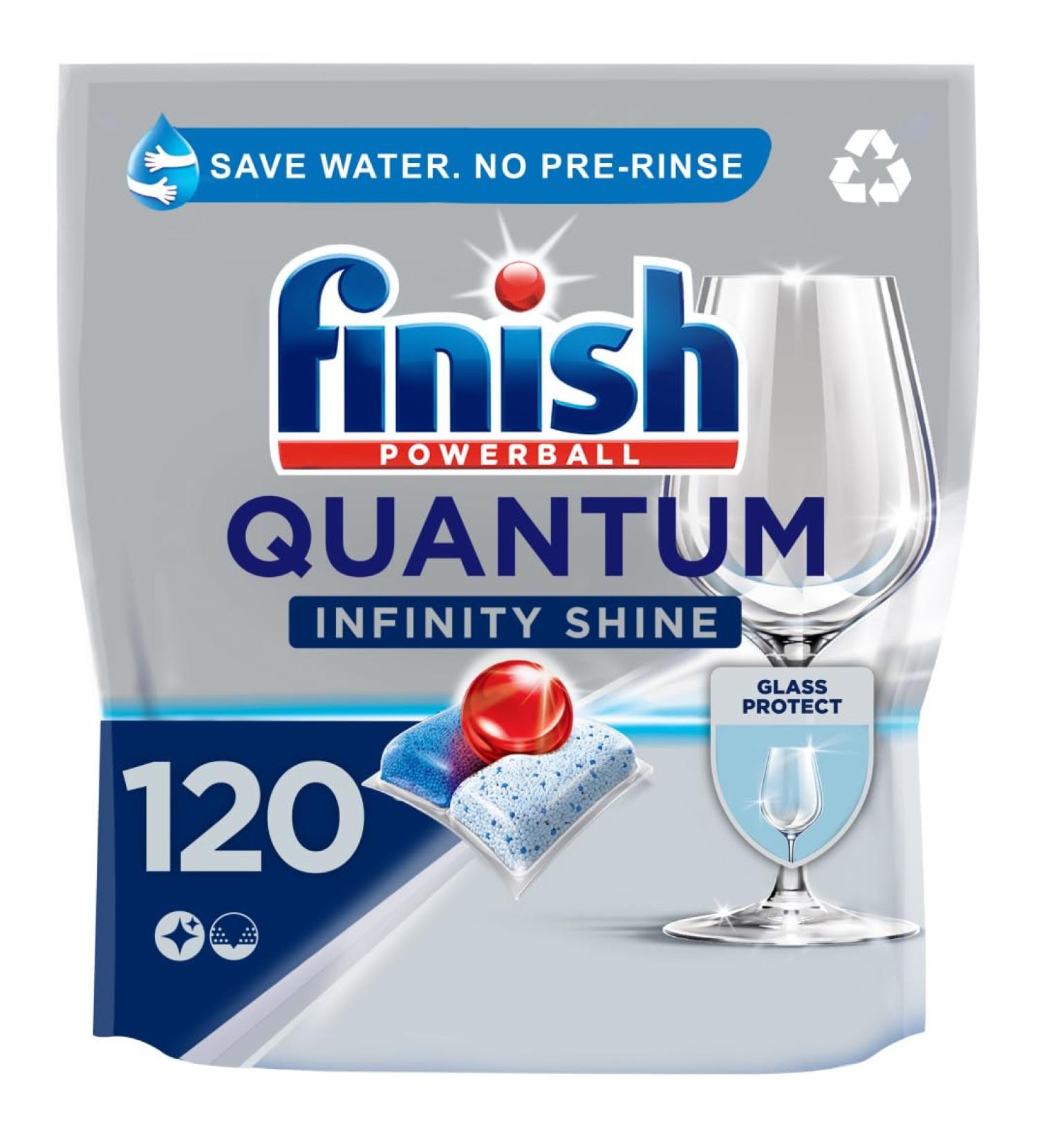 Finish Quantum Infinity Shine Dishwasher Tablets - Bulk Pack of 120 Tabs | Regular Scent | Sparkling Clean Dishes - Buy Online on GoSupps.com