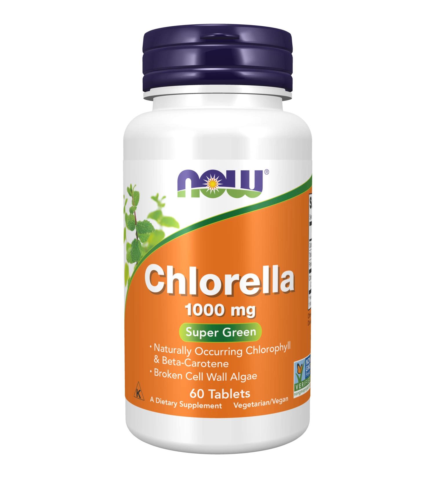 NOW Chlorella 1000 mg Tablets with Chlorophyll, Beta-Carotene, Vitamin C, Iron, and Protein - Buy Online on GoSupps.com