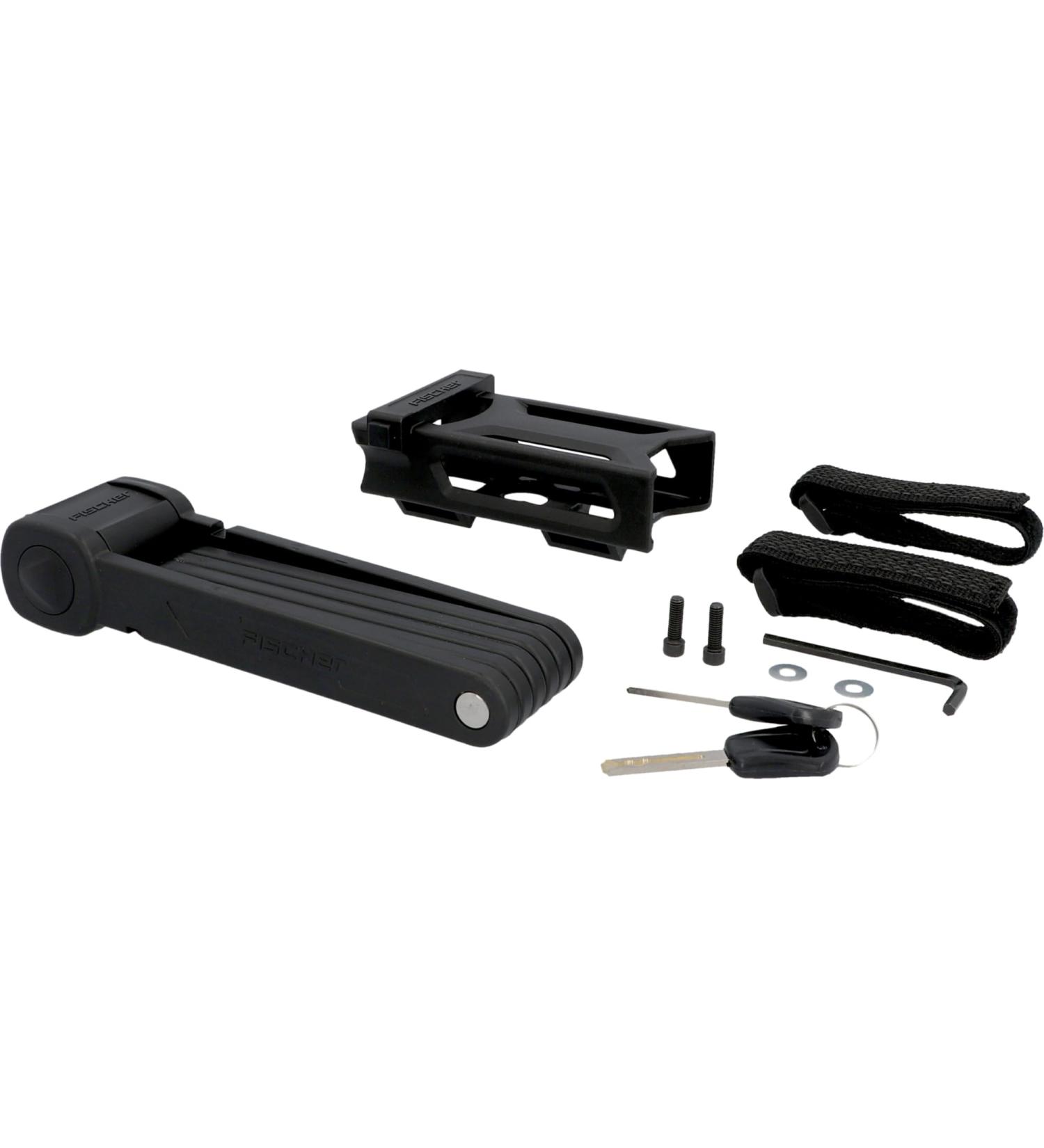 FISCHER Folding Lock with Bracket & 2 Security Keys - 85 cm Black | Secure Your Bike Worldwide - Buy Online on GoSupps.com
