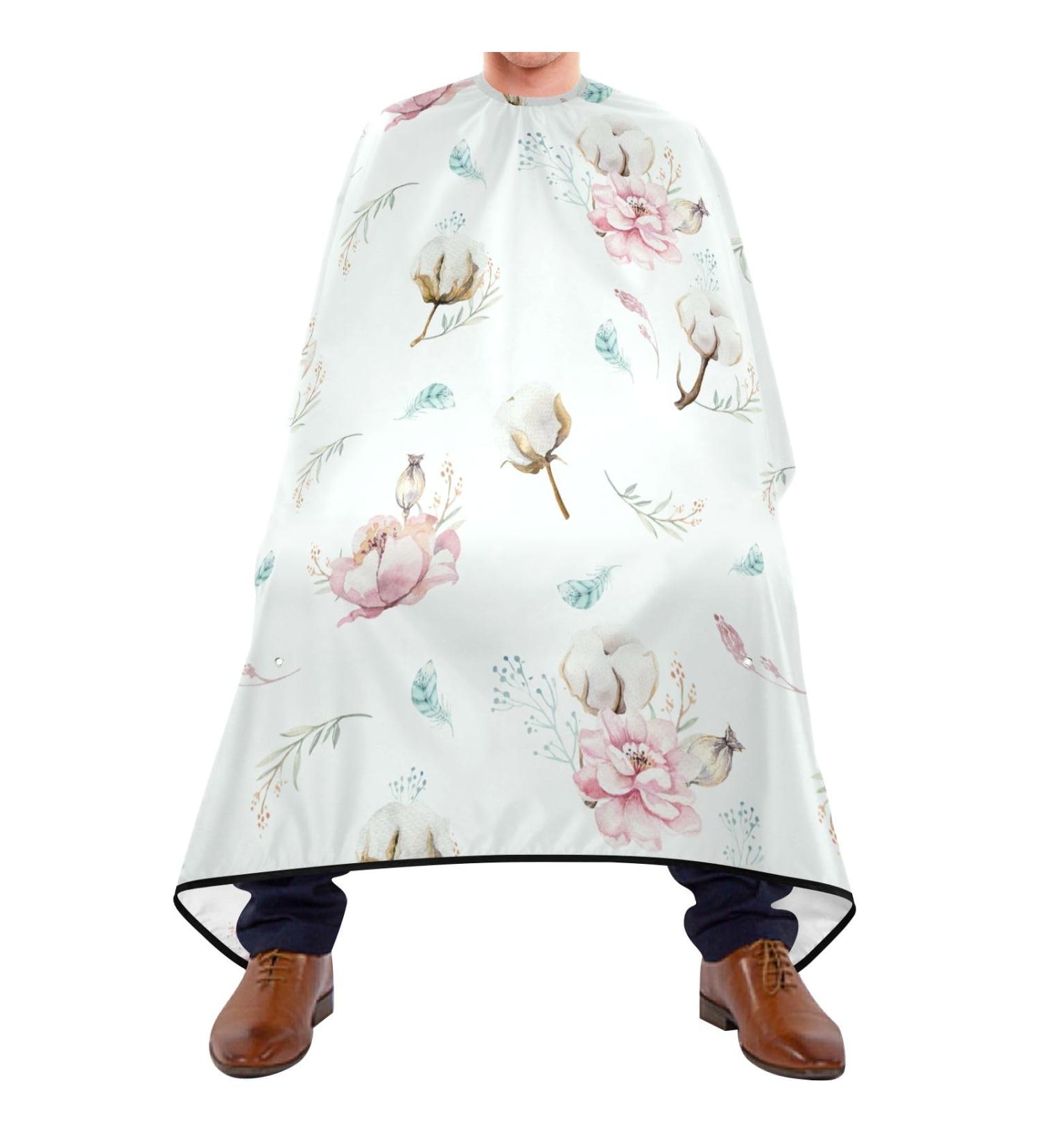 Buy Waterproof Barber Cape - Cotton Flower & Cheetah Pattern | Unisex Hair Cutting Bib for Men - International Shipping - Buy Online on GoSupps.com