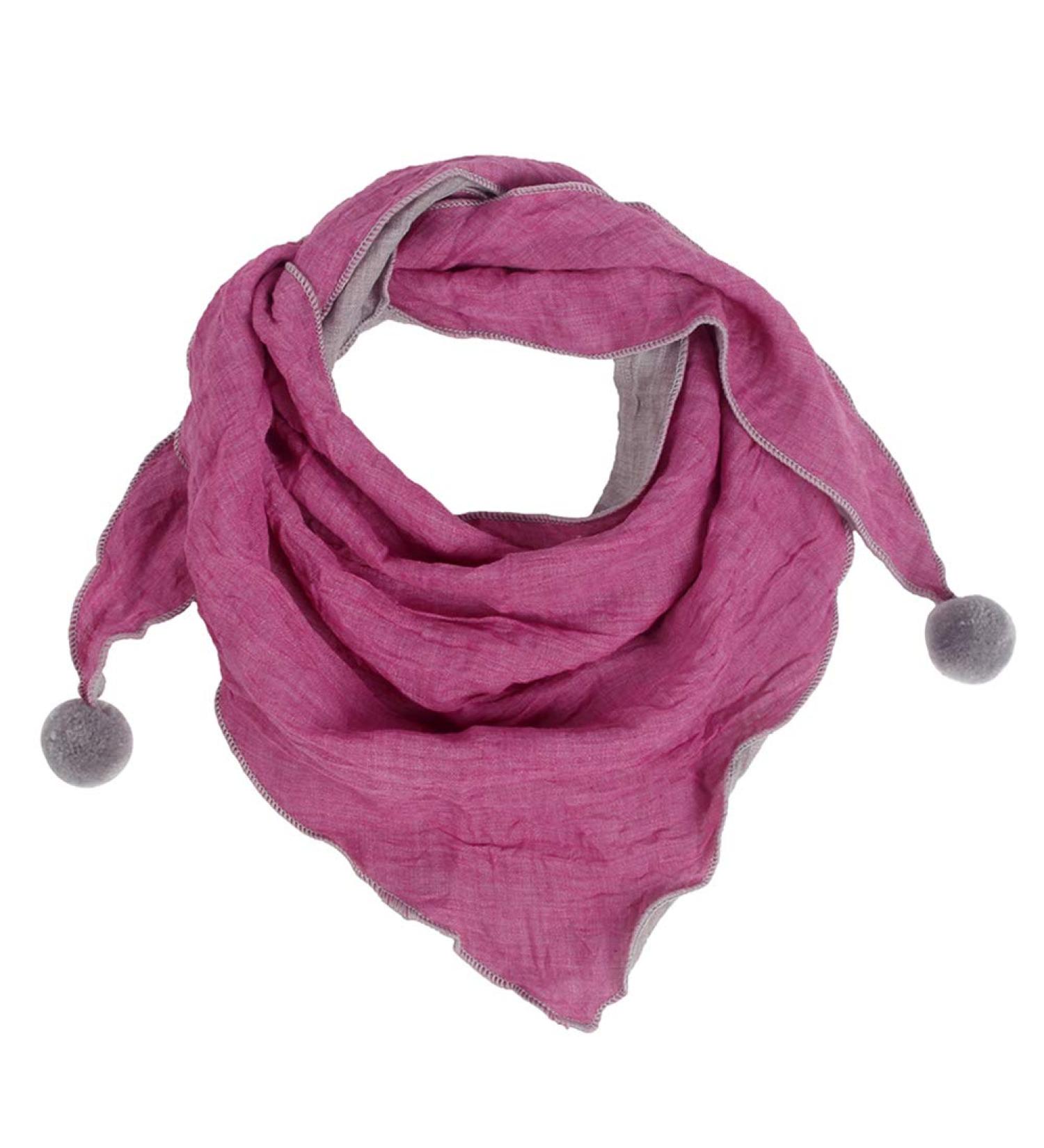 Asudaro Baby Scarf - Triangle Cotton Scarf with Hairball - Rose Color - Winter Neck Warmer for Boys and Girls - Buy Online on GoSupps.com