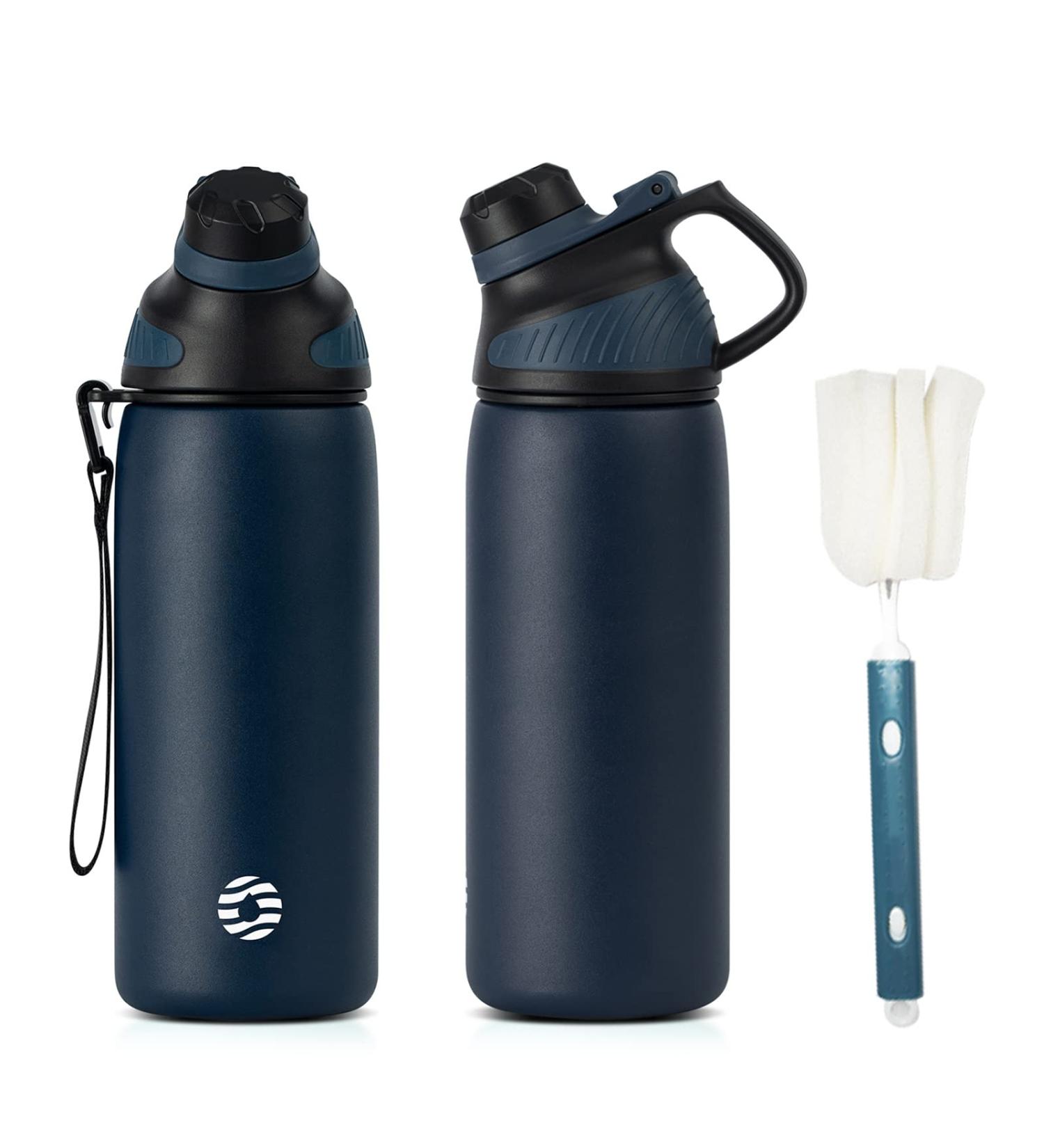 FJBOTTLE Stainless Steel Sports Drinking Bottle | 600ml BPA-Free Magnetic Lid Leak-Proof | Ideal for School Fitness and Outdoor Activities | Dark Blue - Buy Online on GoSupps.com