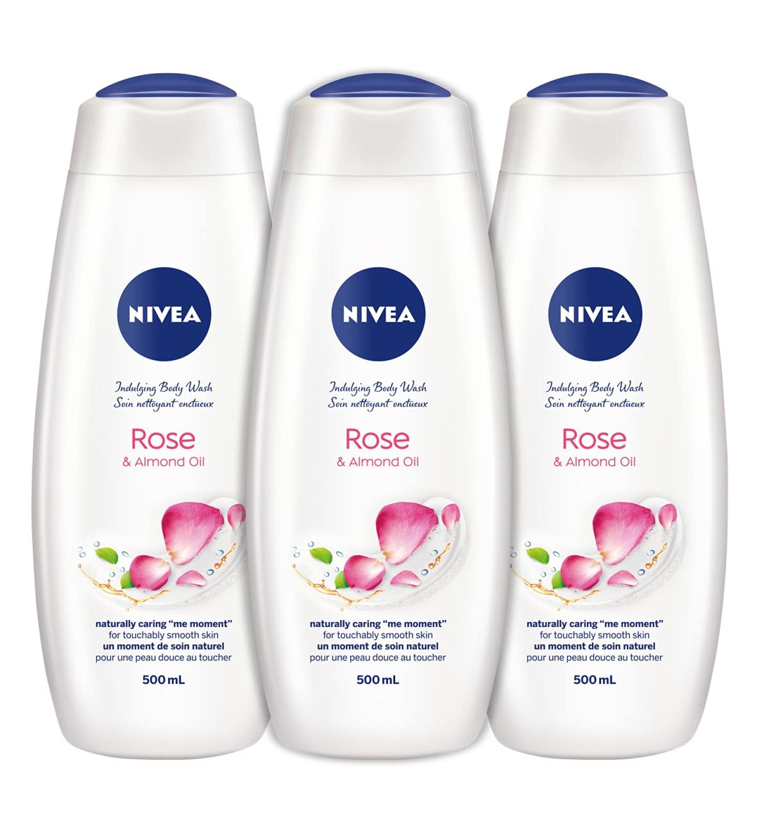 NIVEA Rose and Almond Oil Body Wash 3x500ml Rose & Almond Oil