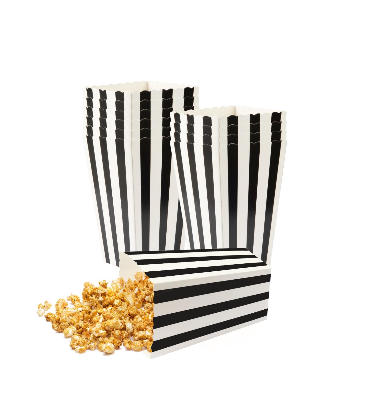 ISKYBOB 24 Pack Mini Striped Popcorn Boxes Containers Paper Popcorn Chicken Bags for Carnival Party Movie (Black) - Buy Online on GoSupps.com