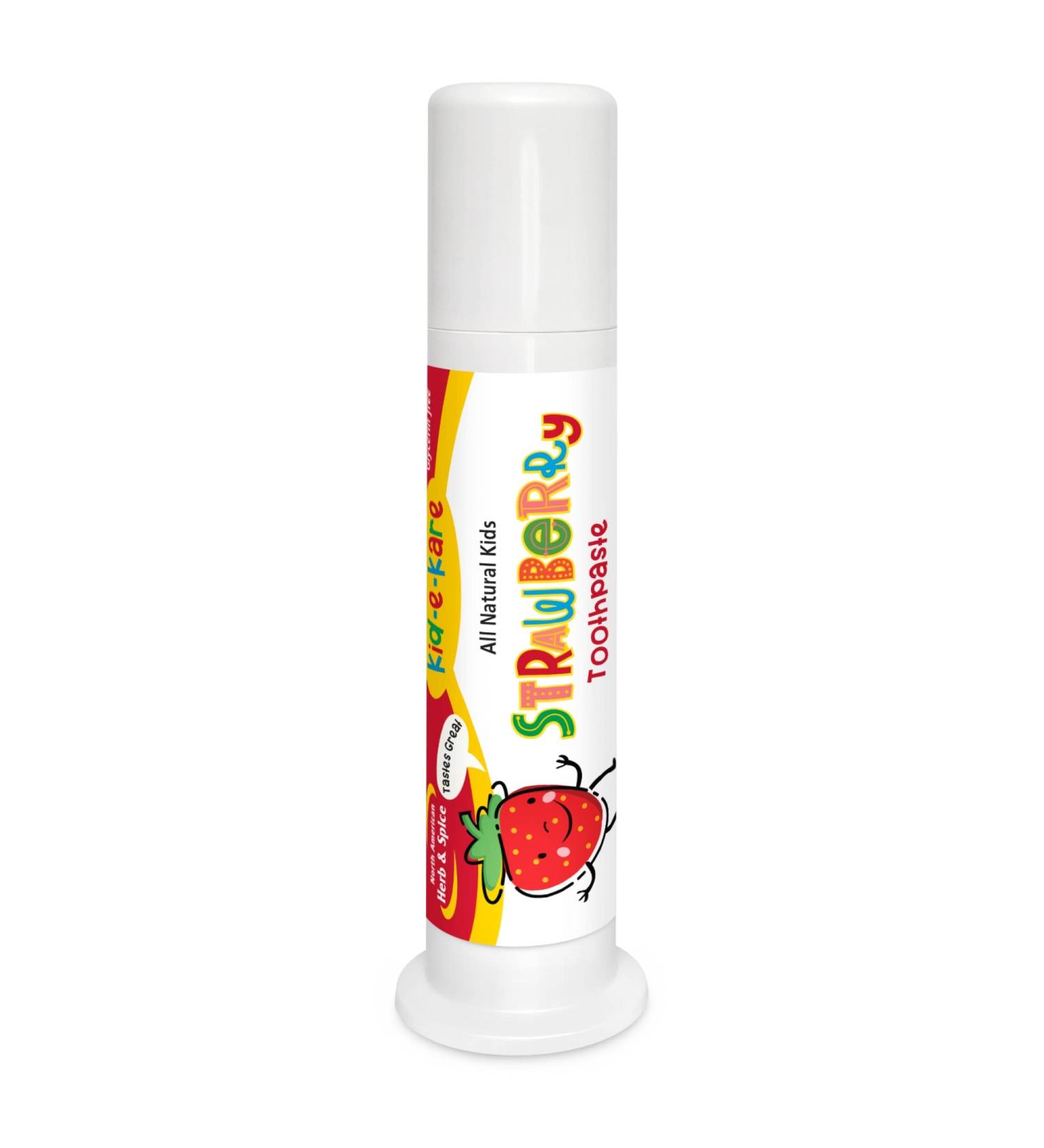 North American Herb & Spice Kid-e-Kare Strawberry Toothpaste 3.4 oz | All-Natural Fluoride-Free Sugar-Free Formula for Kids - Buy Online on GoSupps.com