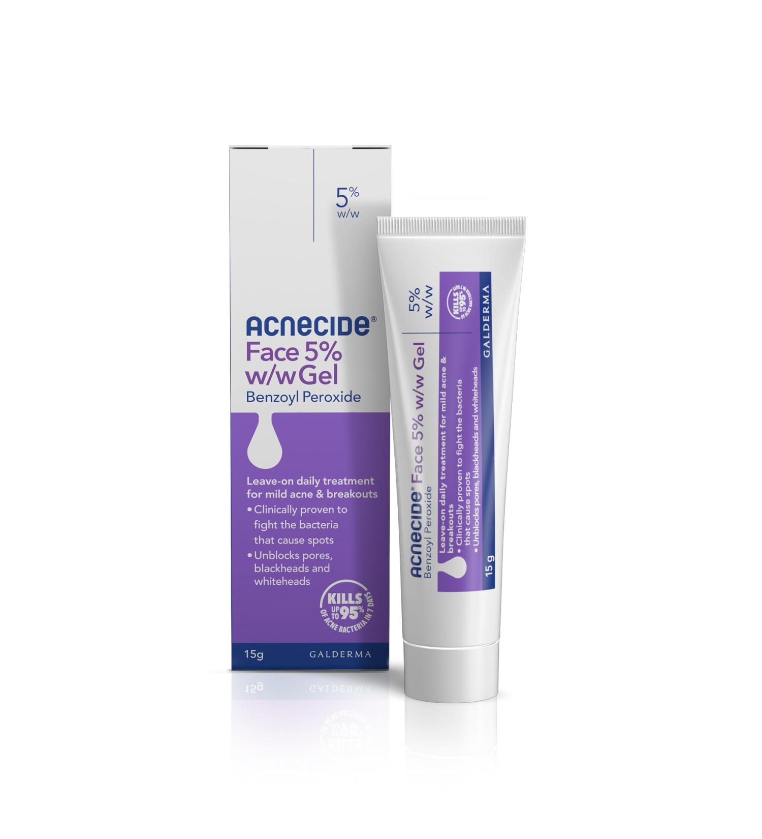 Acnecide Face Gel 5% Benzoyl Peroxide Acne Treatment for Spot Prone Skin 15g - Buy Online on GoSupps.com