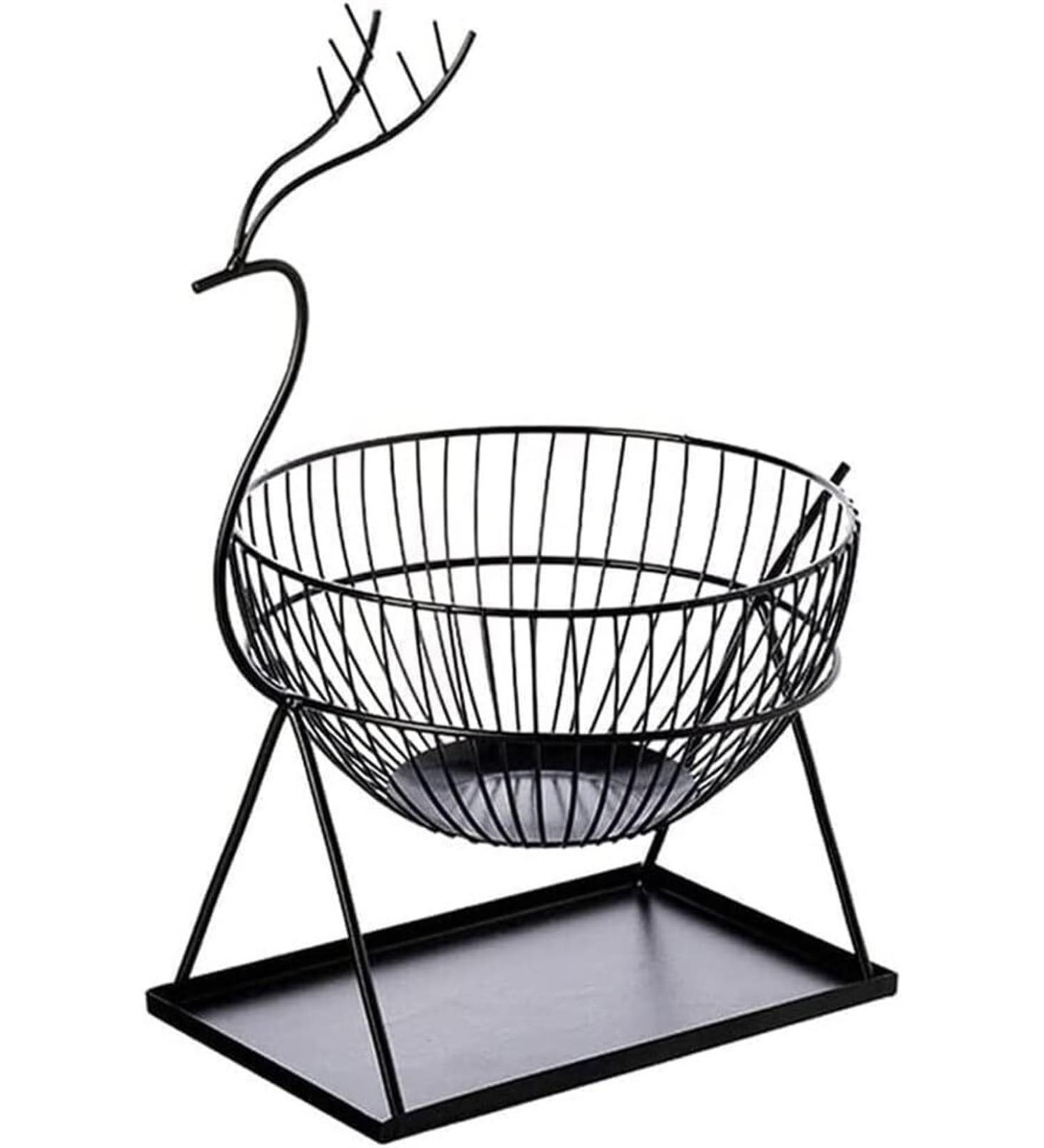 Kitchen Countertop Fruit Rack Fruit Basket Metal Deer Figurine Fruit Basket Fruit Bowl Metal Wire Vegetable Bowl Mesh Countertop Fruit Holder Bowl for Kitchen Counter Gold Black Fruit Trays (Color : - Buy Online on GoSupps.com