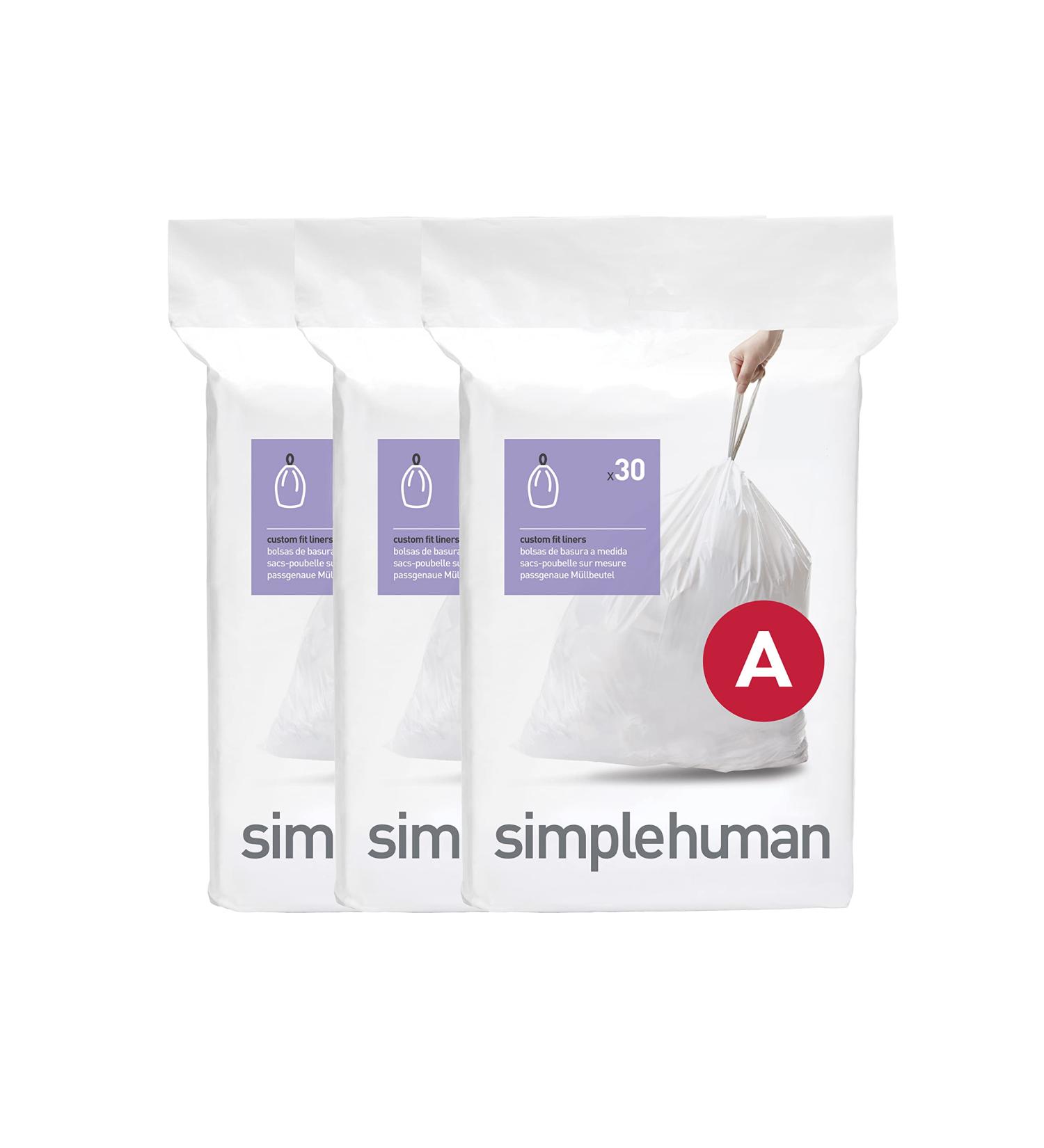 simplehuman Custom Fit Drawstring Trash Bags 90 ct - 4.5L/1.2 Gallon - White - Buy Online on GoSupps.com