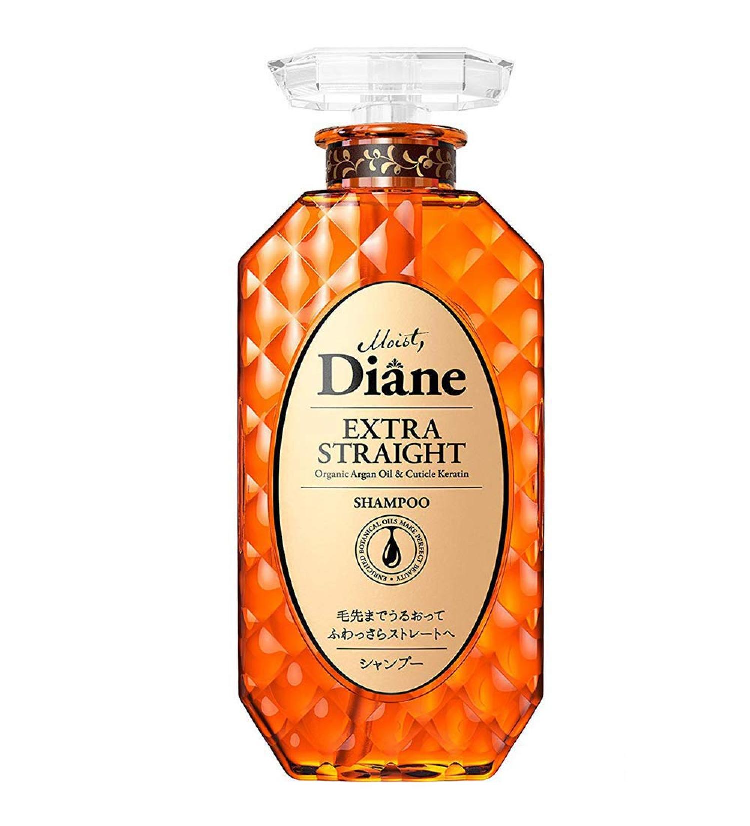 Moist Diane Extra Straight Shampoo 450ml - Organic Argan Oil & Cuticle Keratin (Green Tea Set)