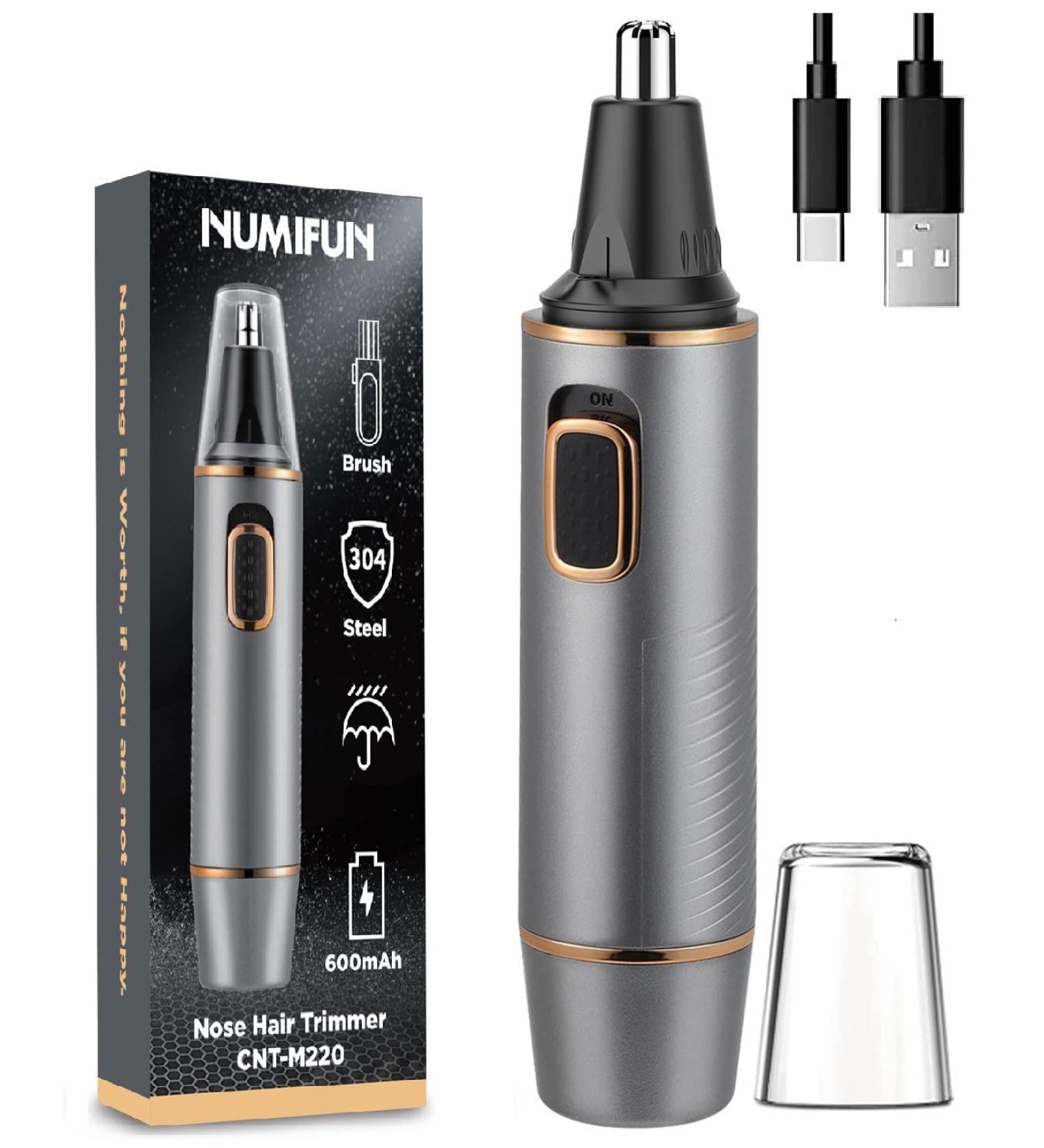 Painless Nose Hair Trimmer for Men 2023 | Dual Edge Blades, Waterproof & Powerful Motor | Grey Gold - Buy Online on GoSupps.com