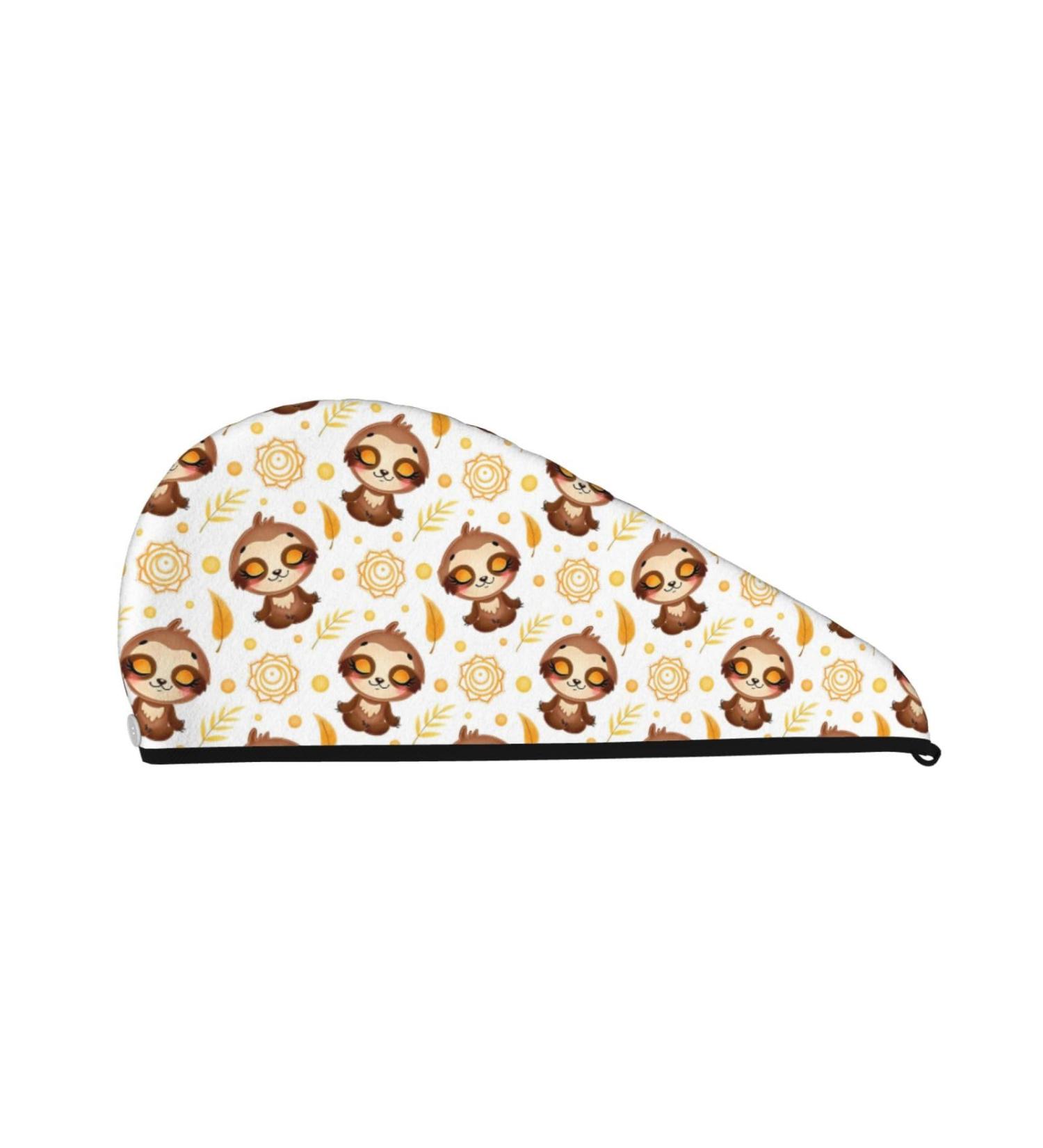 Sloth Yoga Hair Towel Wrap - Quick Drying Turban & Button Design for Effortless Hair Care - Buy Online on GoSupps.com