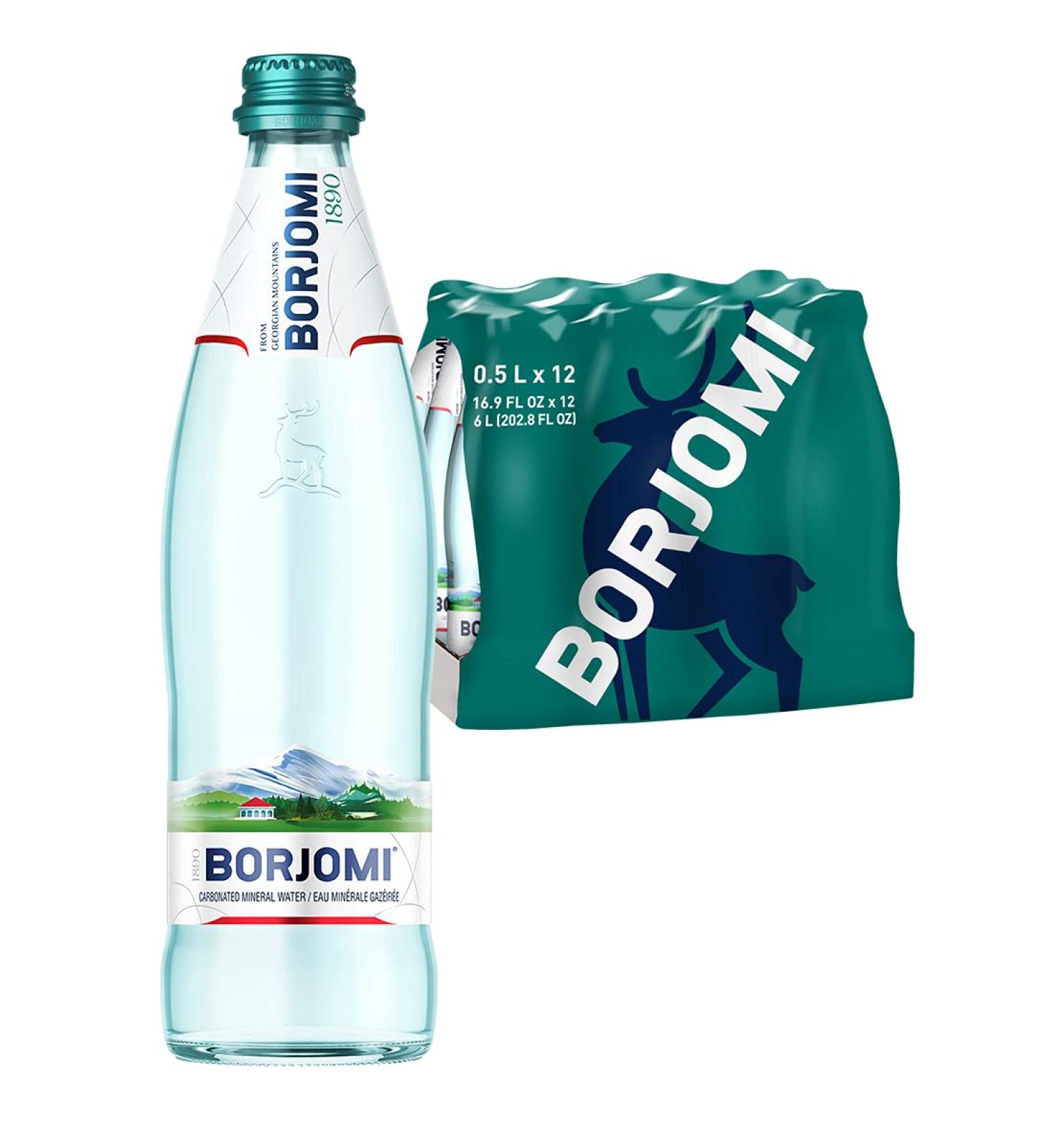 Borjomi Eau min rale g orgienne en verre 0 5 l Bo te de 12  - Buy Online on GoSupps.com