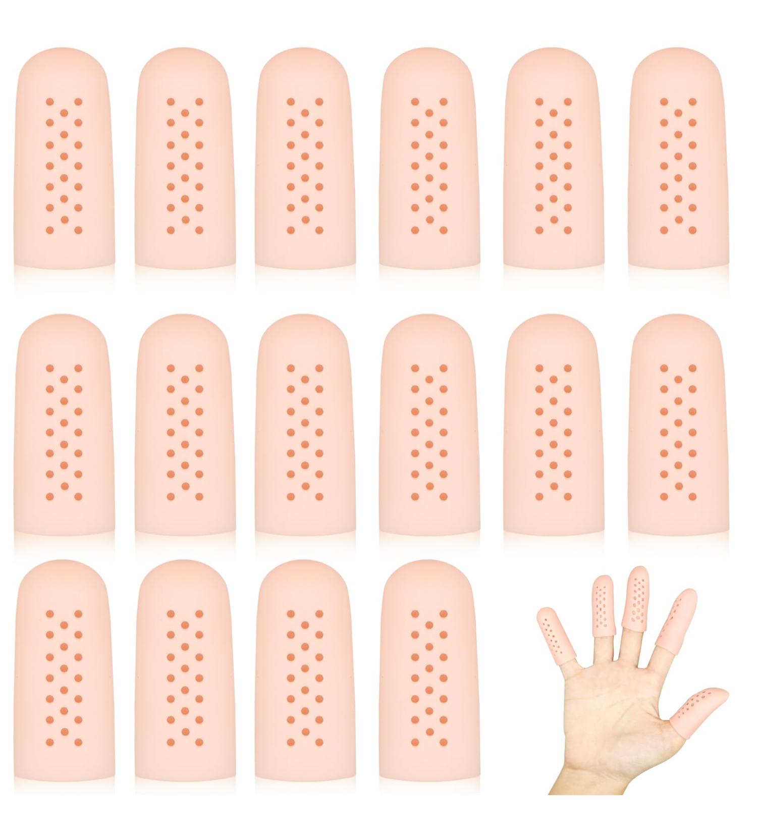16Pcs Breathable Gel Finger Cots with Air Holes - Finger Protectors for Wound Healing and Cracking - Buy Online on GoSupps.com